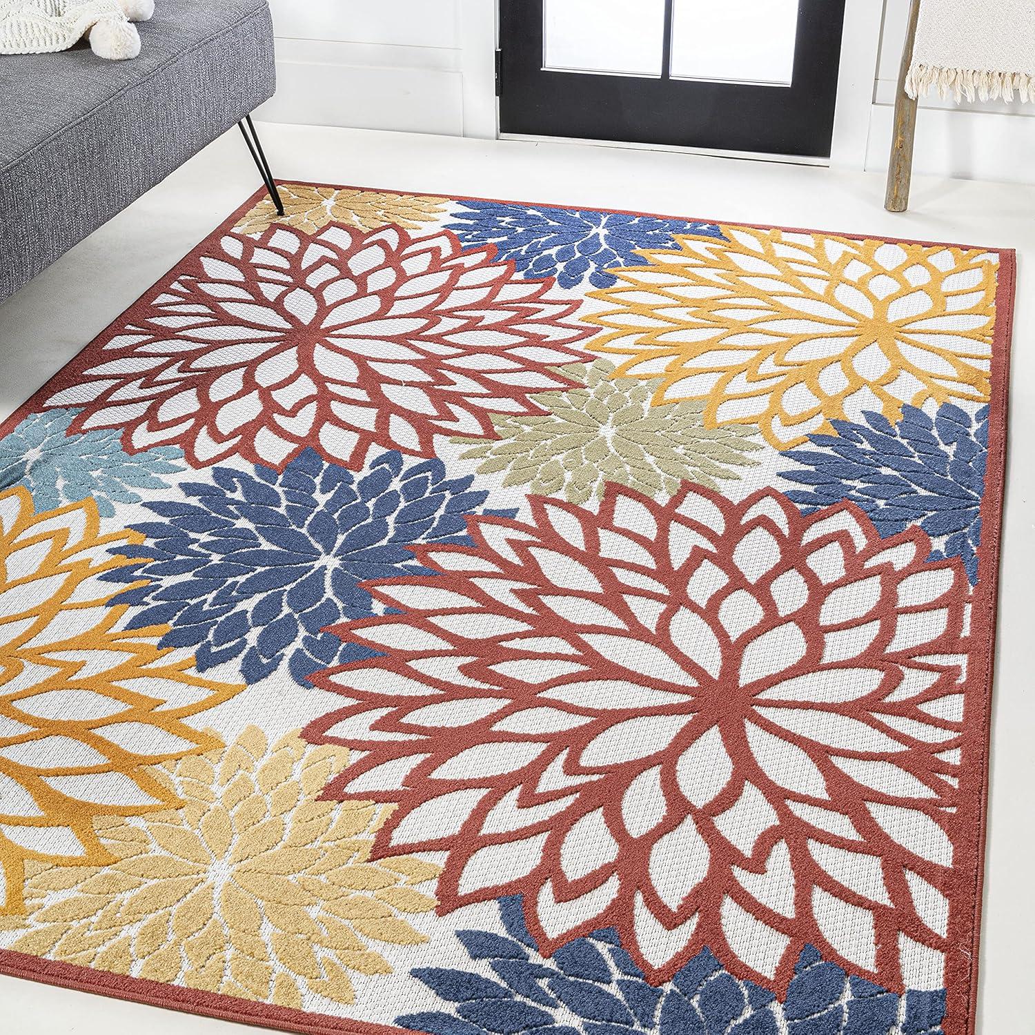 Minori Floral Indoor/Outdoor Runner Rug - JONATHAN Y