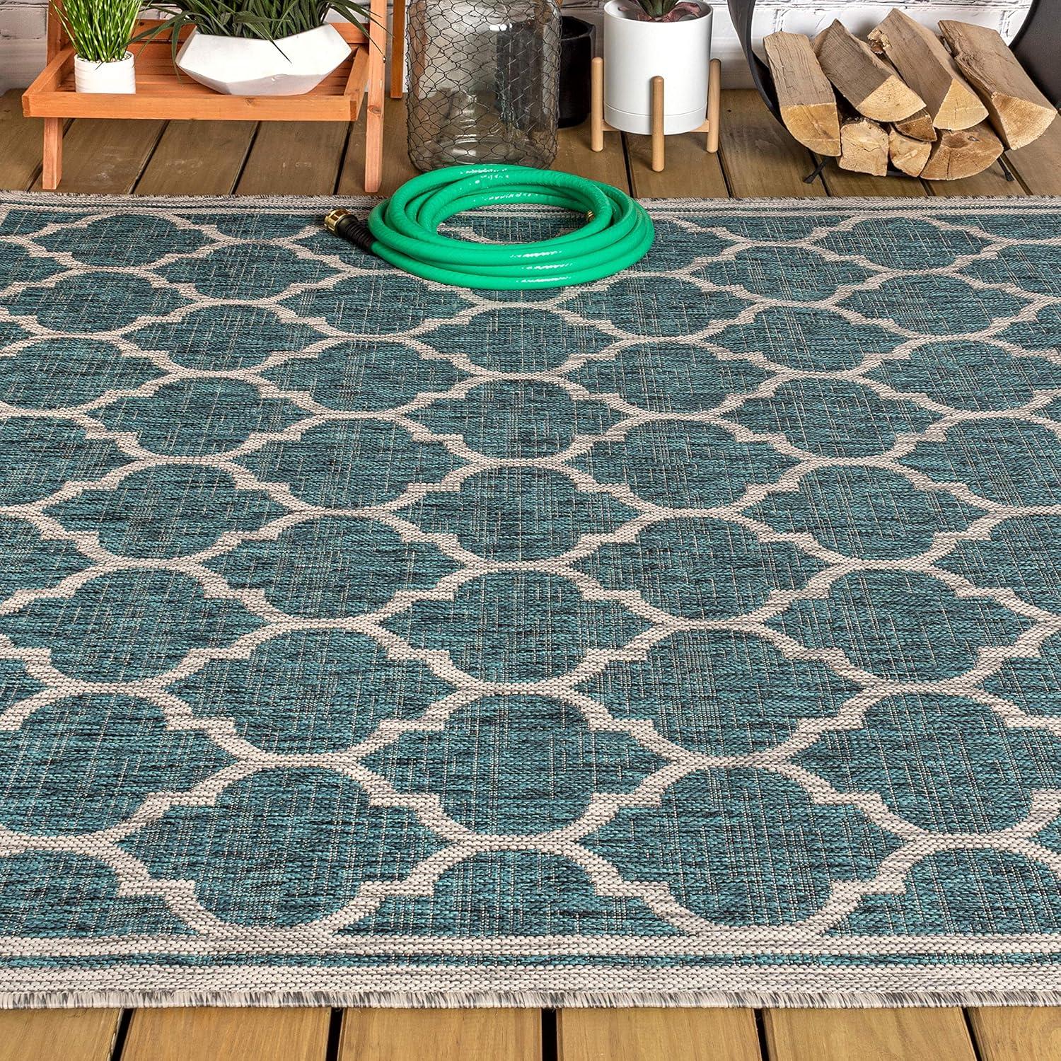 Trebol Moroccan Trellis Textured Weave Indoor/Outdoor Area Rug - JONATHAN Y