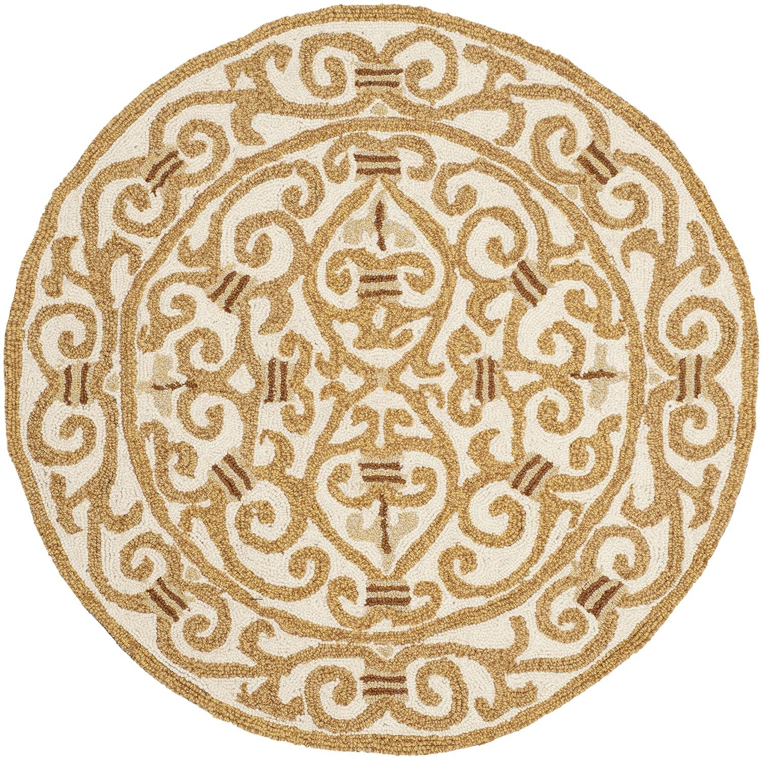 Chelsea HK11 Handmade Area Rug - 3' Round - Ivory/Gold - Safavieh