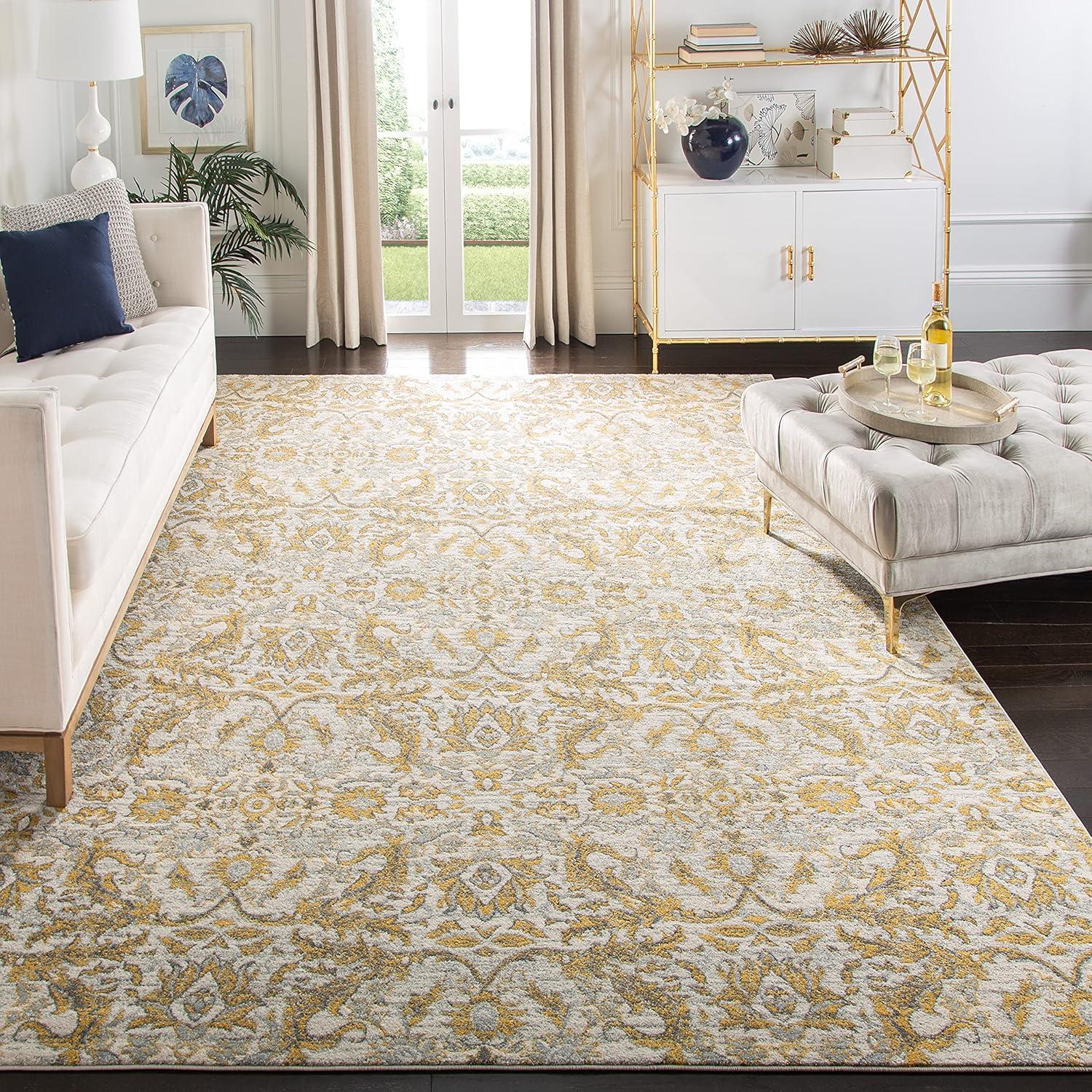 SAFAVIEH Evoke Ksenija Floral Vines Area Rug, Ivory/Gold, 11' x 15'