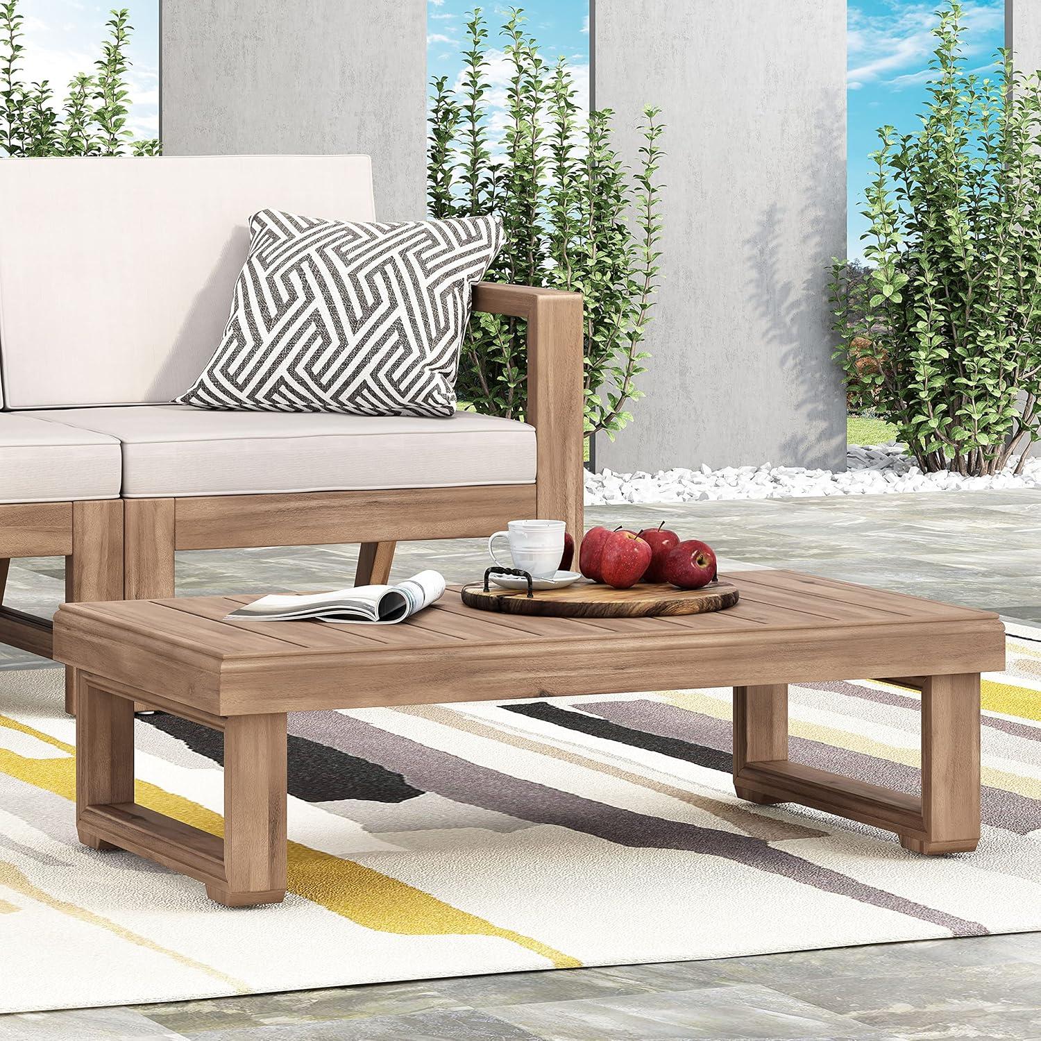 Westchester Brown Acacia Wood Rectangular Outdoor Coffee Table