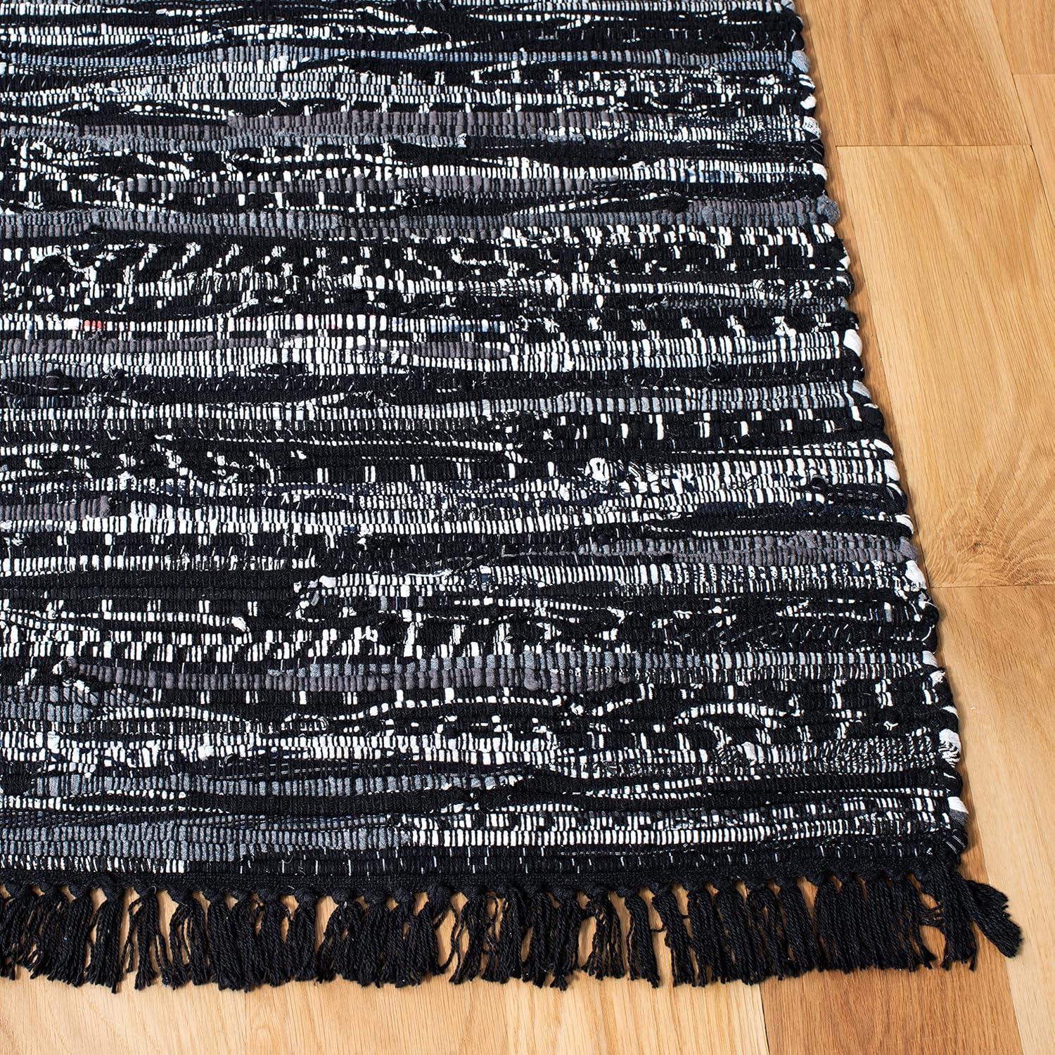 Rag Runner Rug RAR121 Hand Woven Runner Rug - Black - 2'3"x7' - Safavieh.