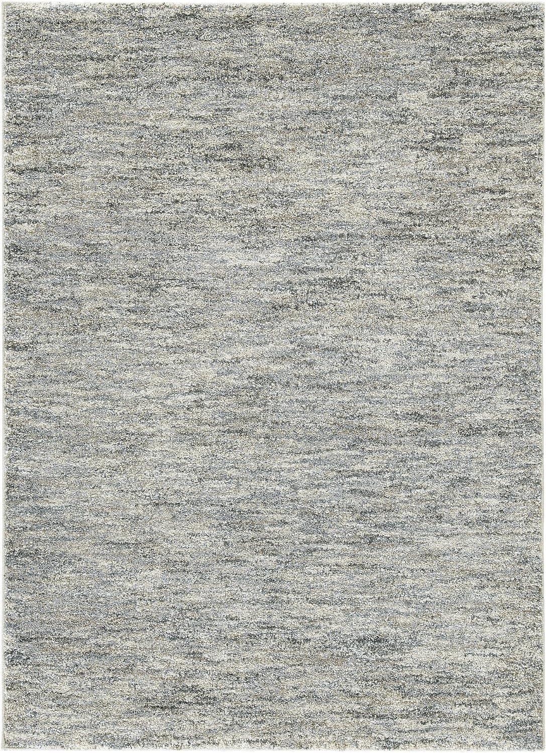 Medium Blue and Beige Stain-Resistant Synthetic Rug