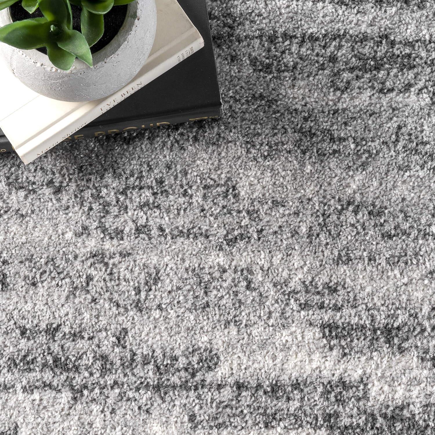5'x8' Sherill Ripple Modern Abstract Living Room or Bedroom Area Rug Gray - nuLOOM: Stain-Resistant, Low Pile, Indoor Use
