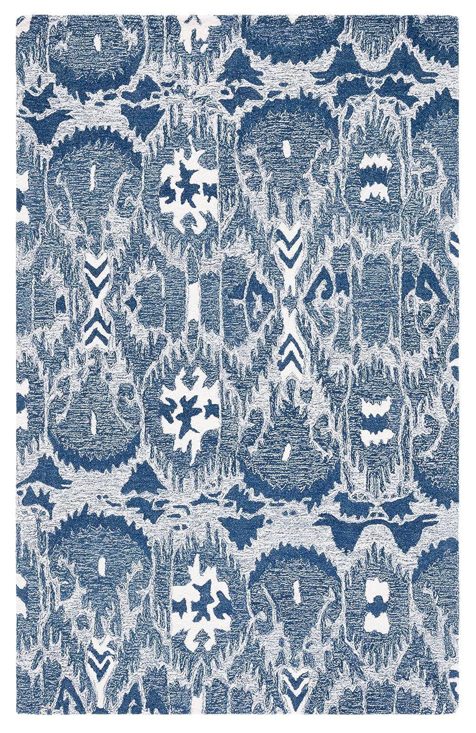 Ikat IKT654 Hand Tufted Area Rug - Blue/Ivory - 8'x10' - Safavieh.