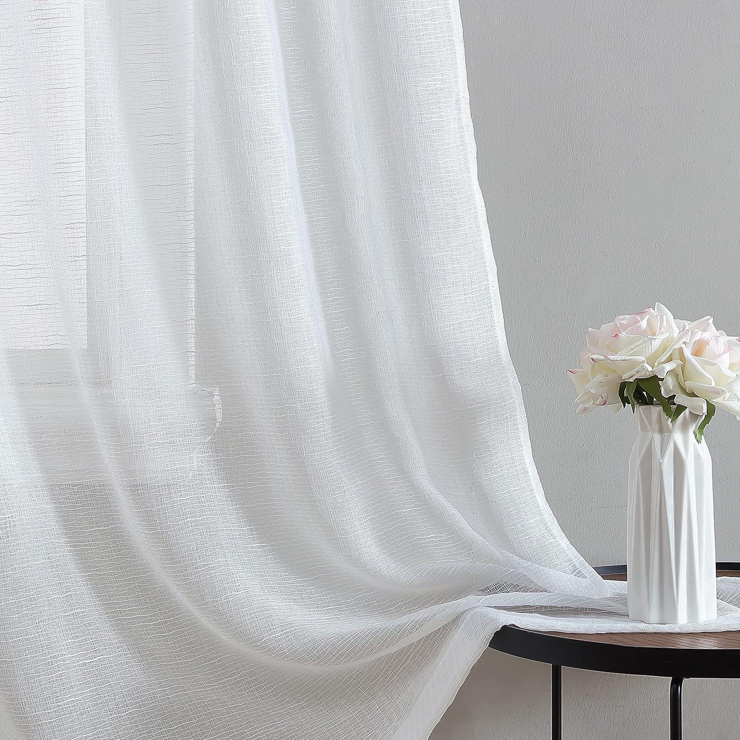 Solid Sheer Rod Pocket Curtain Panels (Set of 4)