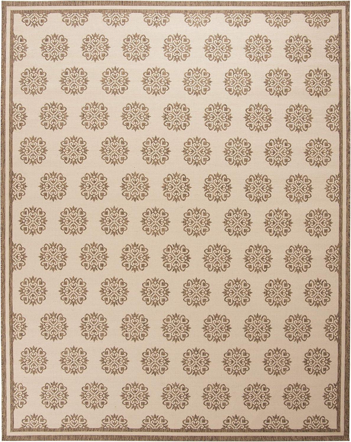 Beach House BHS181 Power Loomed Indoor/Outdoor Area Rug - Beige/Cream - 6'7"x9'2" - Safavieh