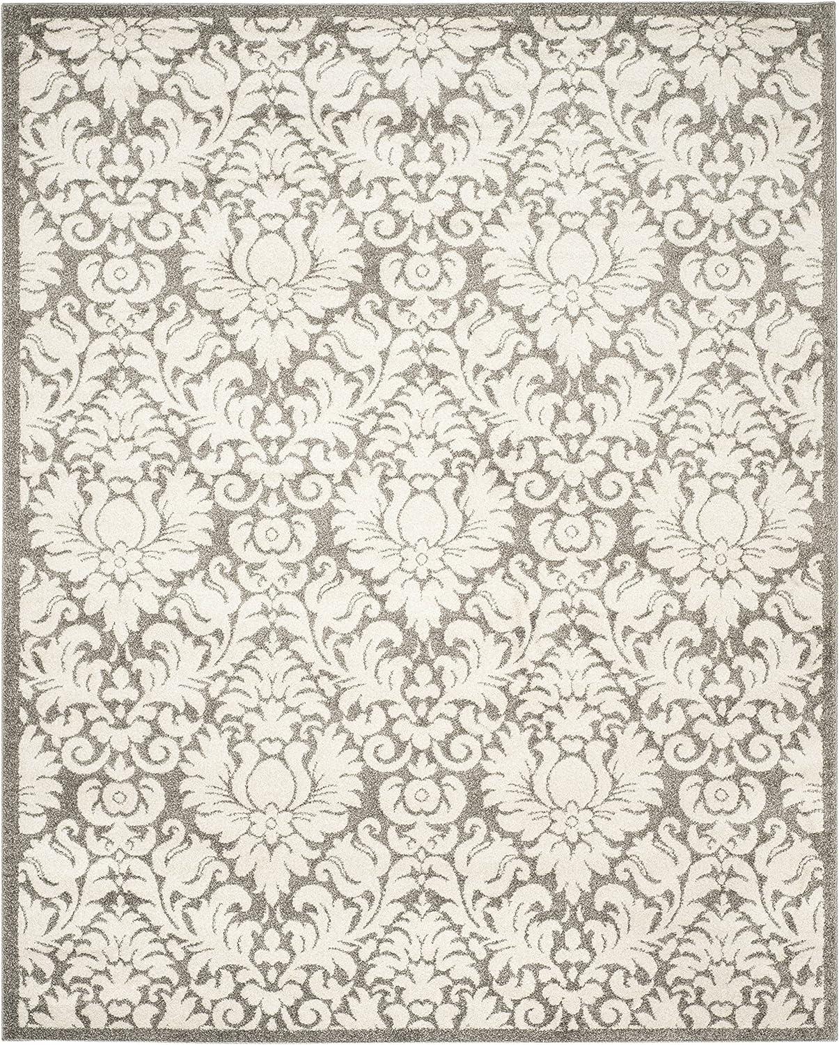 SAFAVIEH Amherst Rosabel Geometric Area Rug, Dark Grey/Beige, 9' x 12'