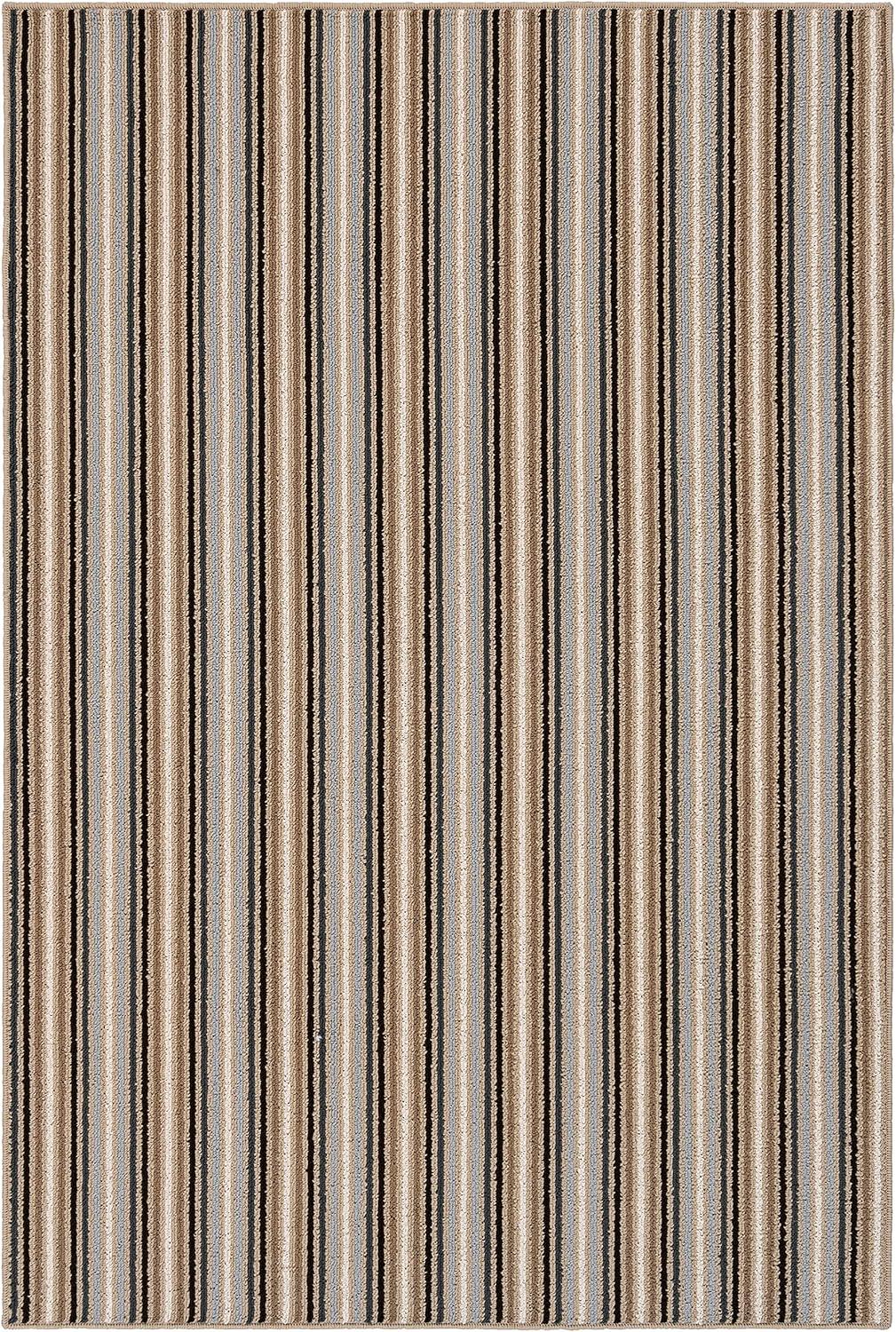 Nantucket Stripe Earth Tone 4' x 6' Synthetic Area Rug