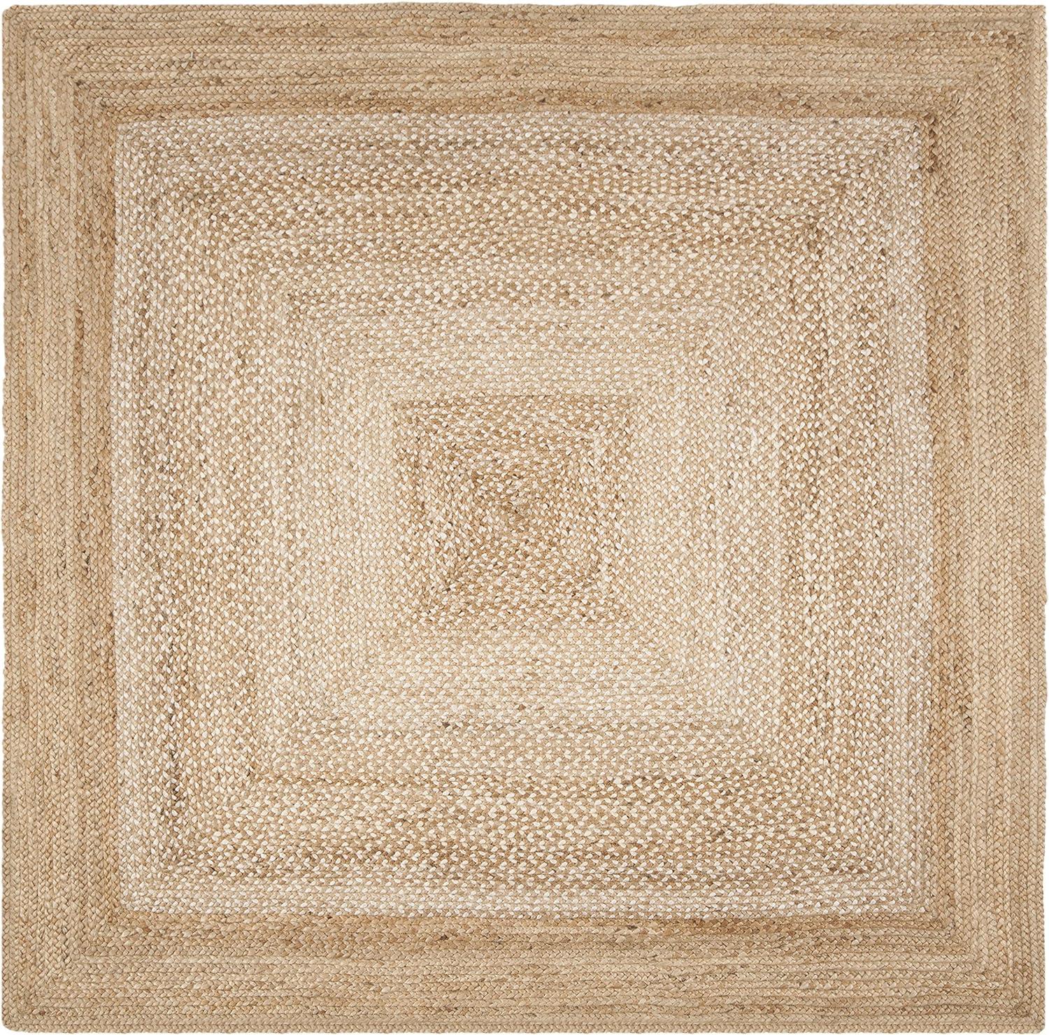 Ivory Square Hand-Woven Jute Area Rug - 6' Reversible Design