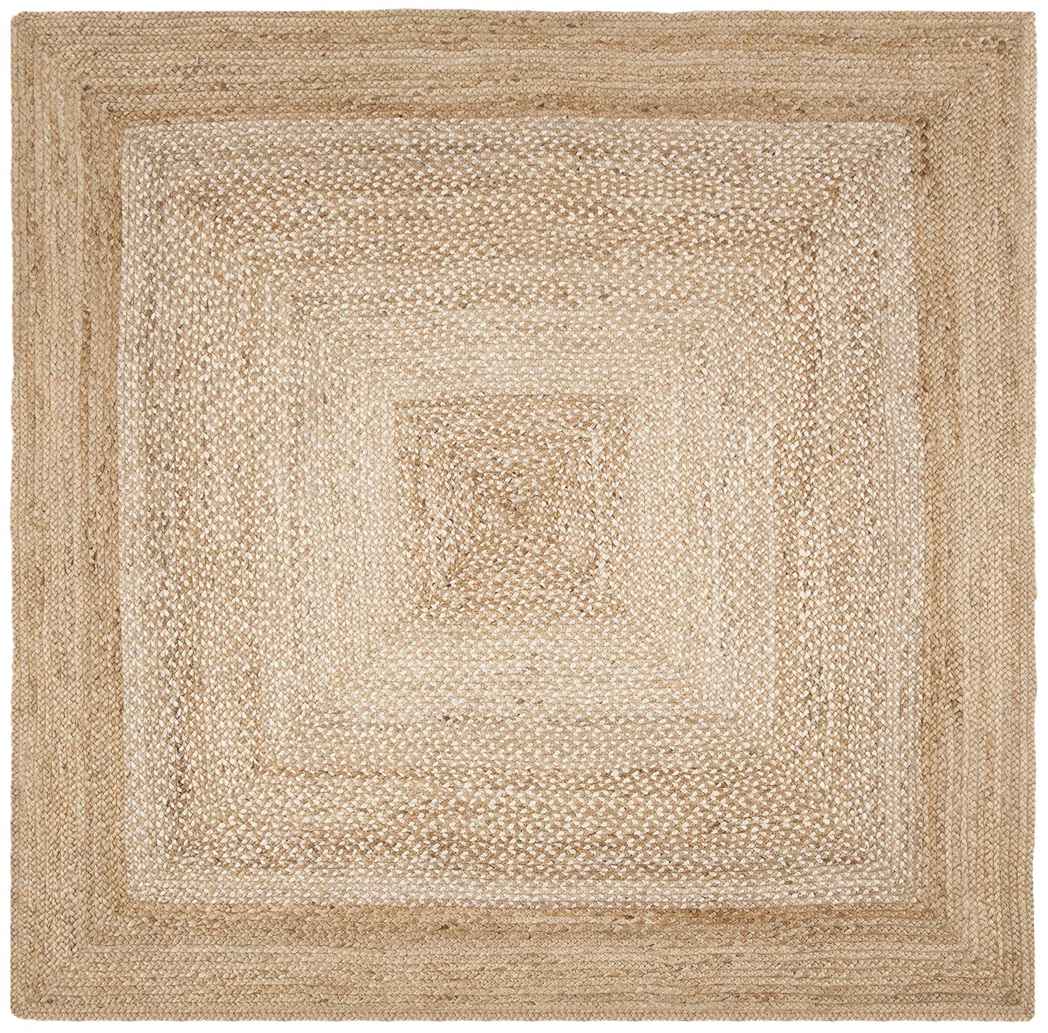 SAFAVIEH Natural Fiber Leo Geometric Area Rug, Natural/Ivory, 4' x 4' Square