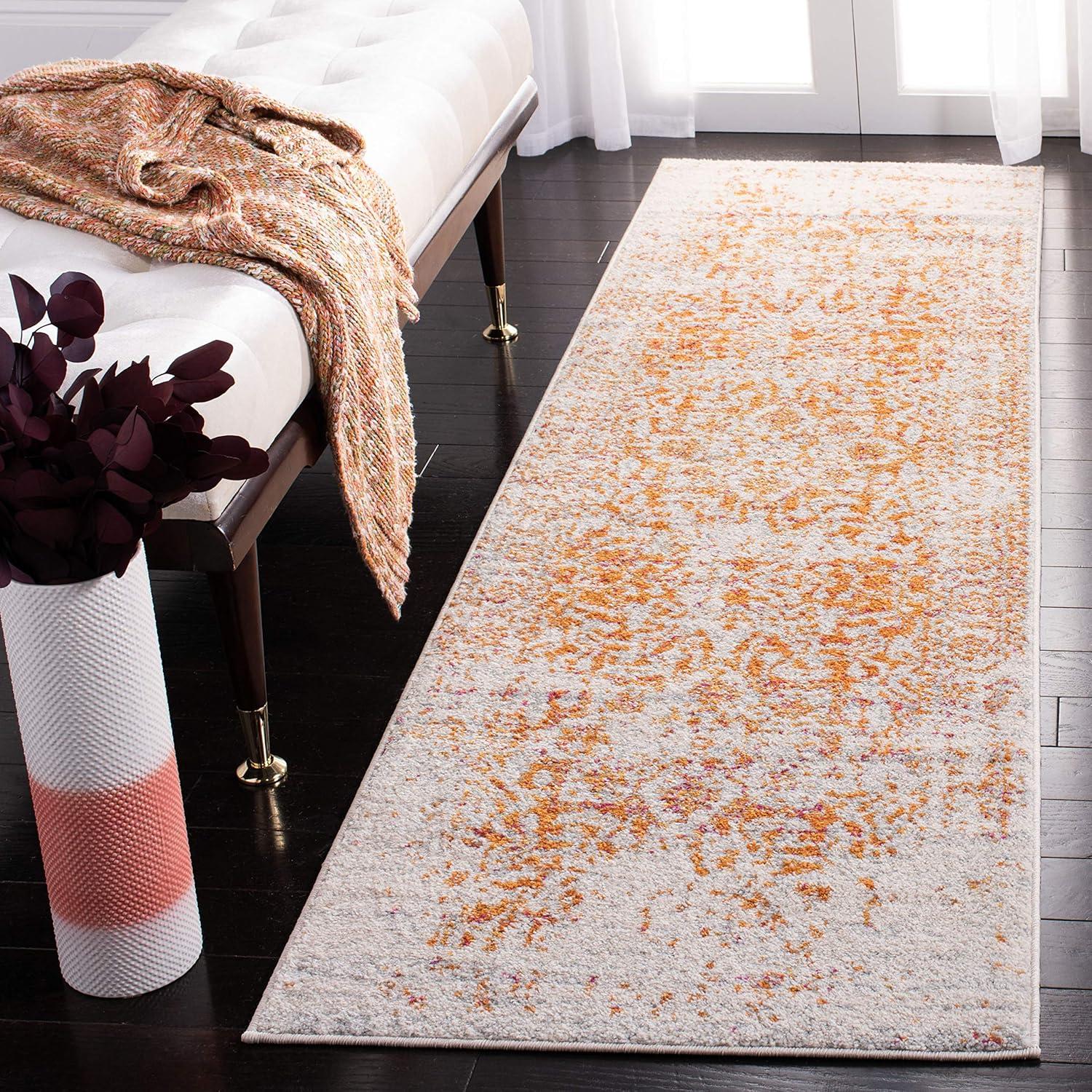 Madison MAD603 Power Loomed Runner Rug - Orange/Ivory - 2'3"x12' - Safavieh.