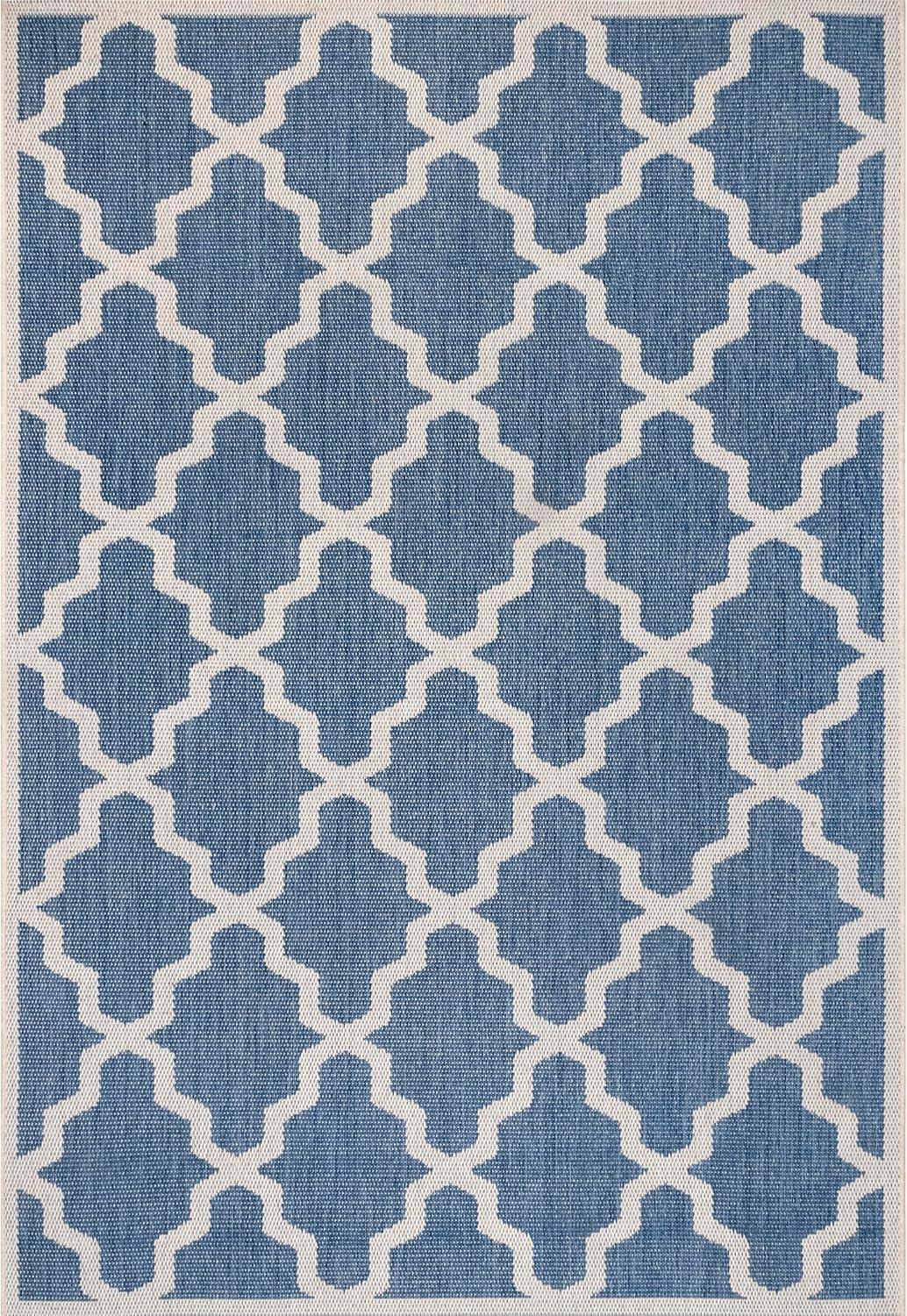 Reversible Blue Trellis Synthetic Area Rug, 4' x 6'