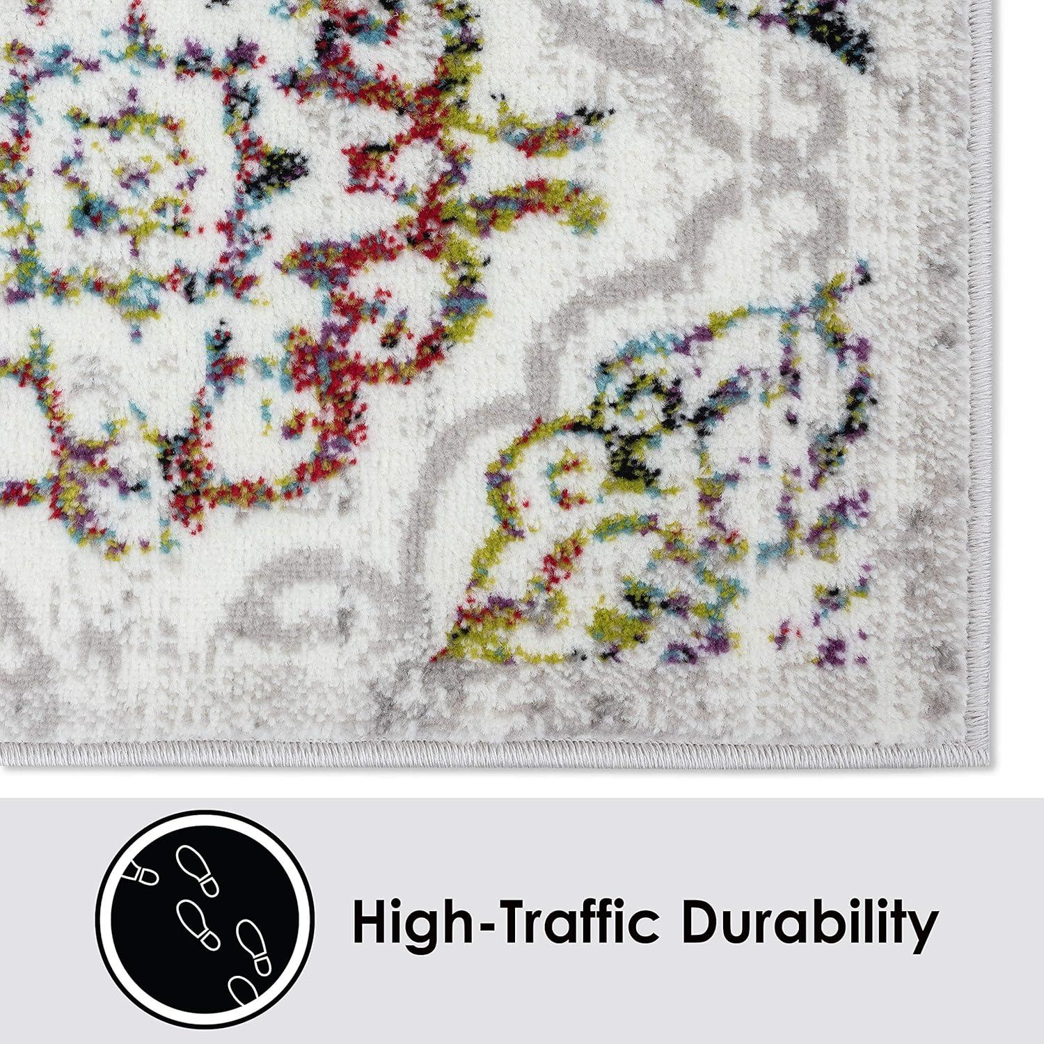 Home Dynamix Boho Andorra Transitional Damask Area Rug Ivory/Blue/Black, 5'2"x7'2"