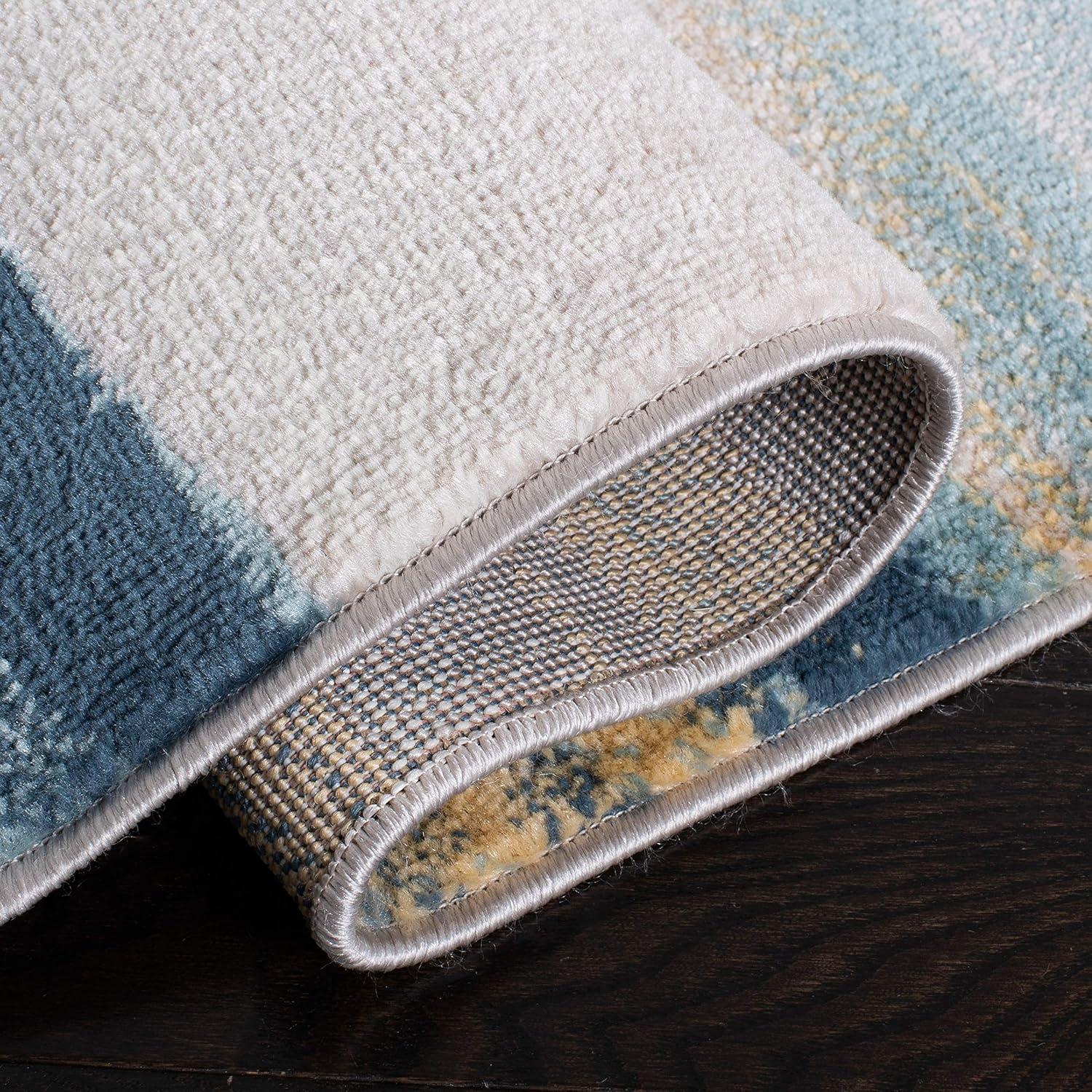 Skyler Beige/Navy 4 ft. x 6 ft. Abstract Area Rug