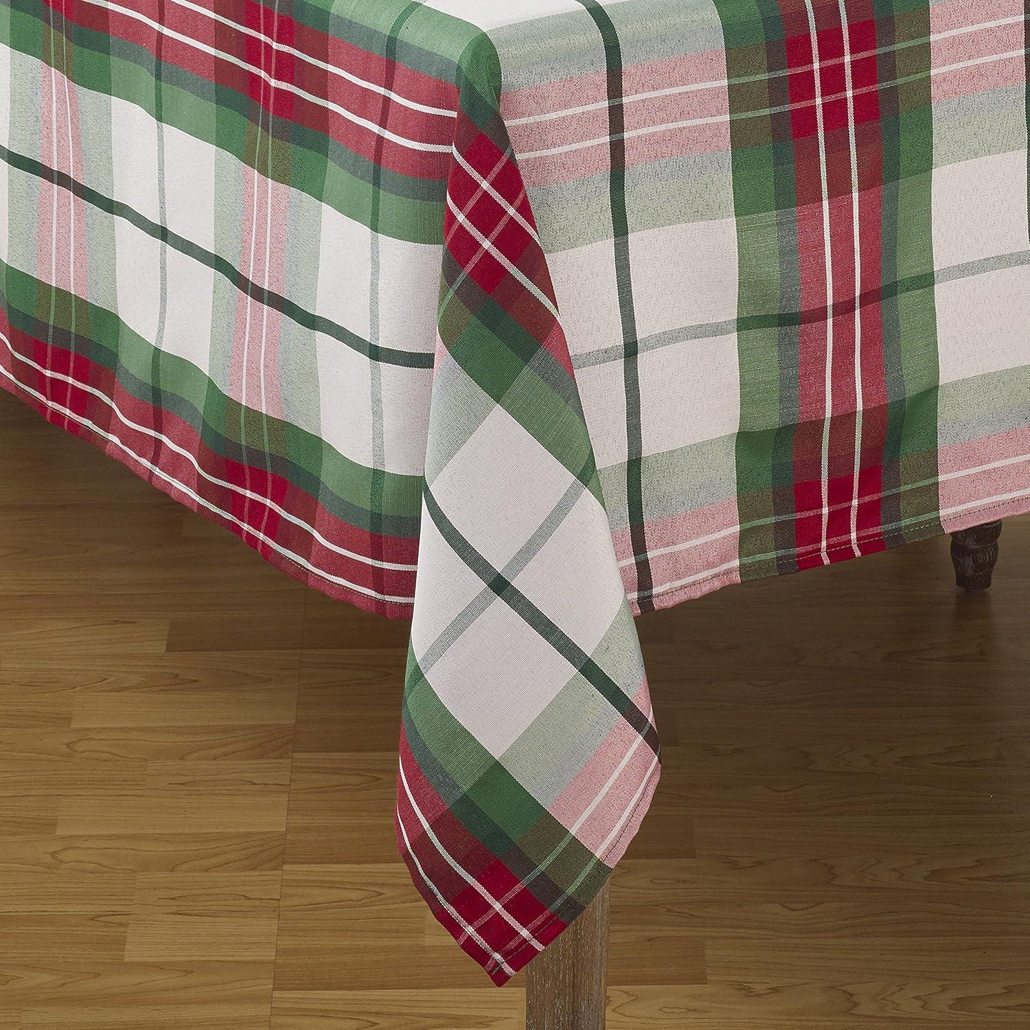 Holiday Plaid Rectangular Polyester Tablecloth, 70" x 104", Multicolor