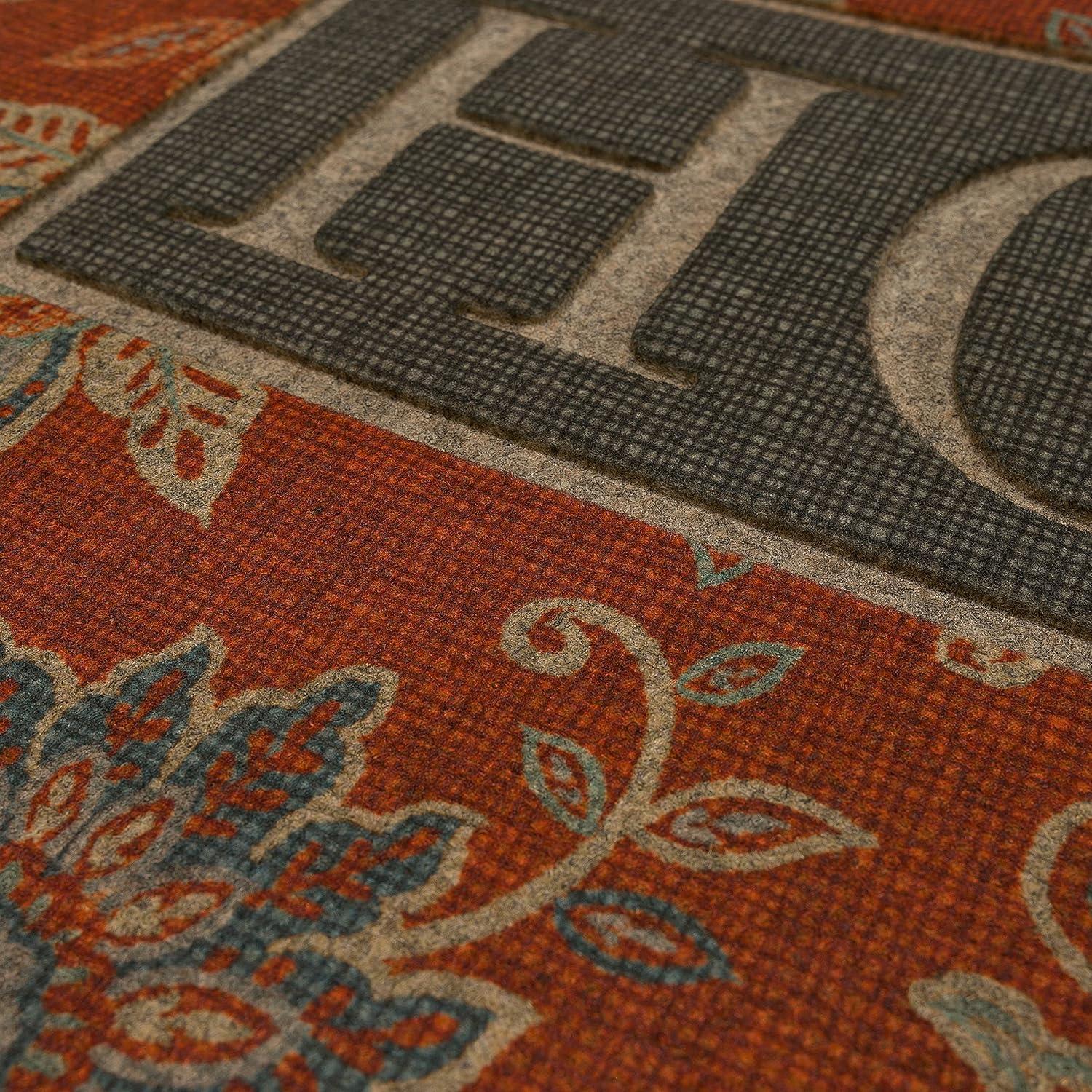 Mohawk 2'x3' 'Home' Ornamental Entry Mat Cozy Jacobean Red/Gray: Indoor Traditional Floral Door Mat, Recycled Rubber