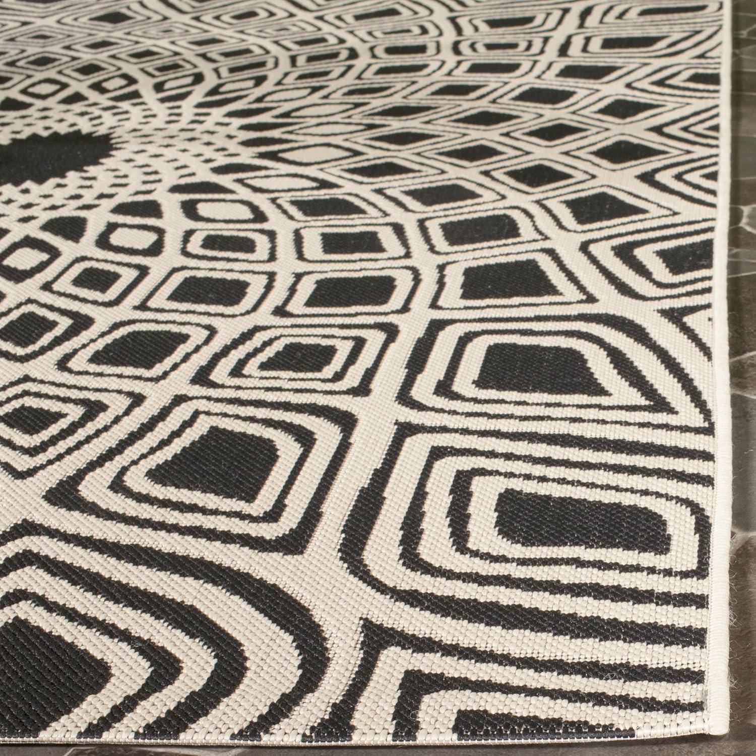 Courtyard CY6616 Power Loomed Indoor/Outdoor Accent Rug - Black/Beige - 2'x3'7" - Safavieh.
