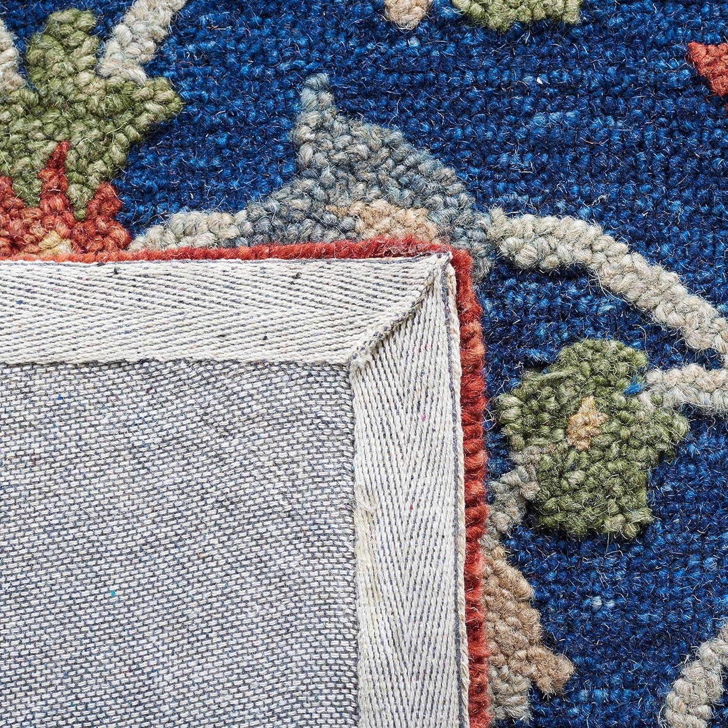 Blossom BLM562 Hand Tufted Area Rug - Blue/Rust - 6'x6' - Safavieh.
