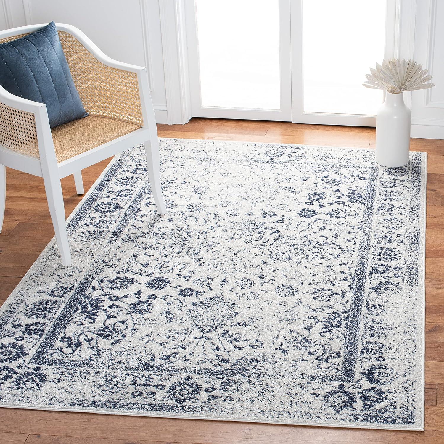 SAFAVIEH Adirondack Wyatt Traditional Area Rug, Ivory/Navy, 8' x 10'