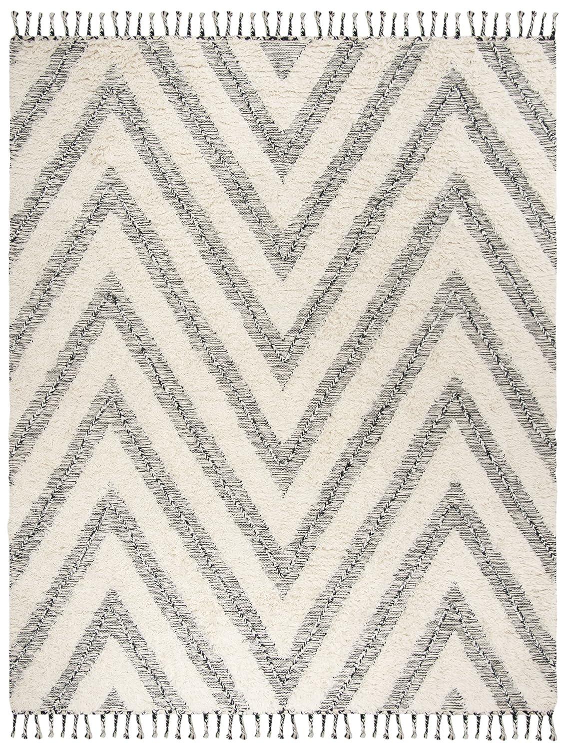 Kenya KNY901 Hand Knotted Area Rug - Black/Ivory - 6'x9' - Safavieh.