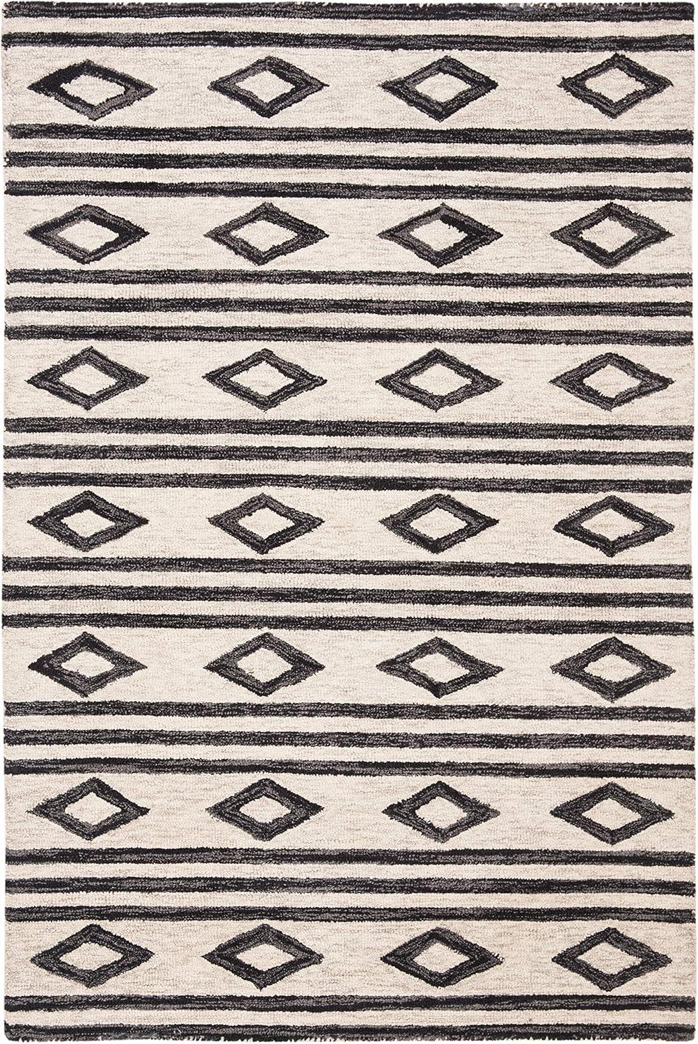 Micro-Loop MLP153 Hand Tufted Accent Rug - Ivory/Charcoal - 2'6"x4' - Safavieh.