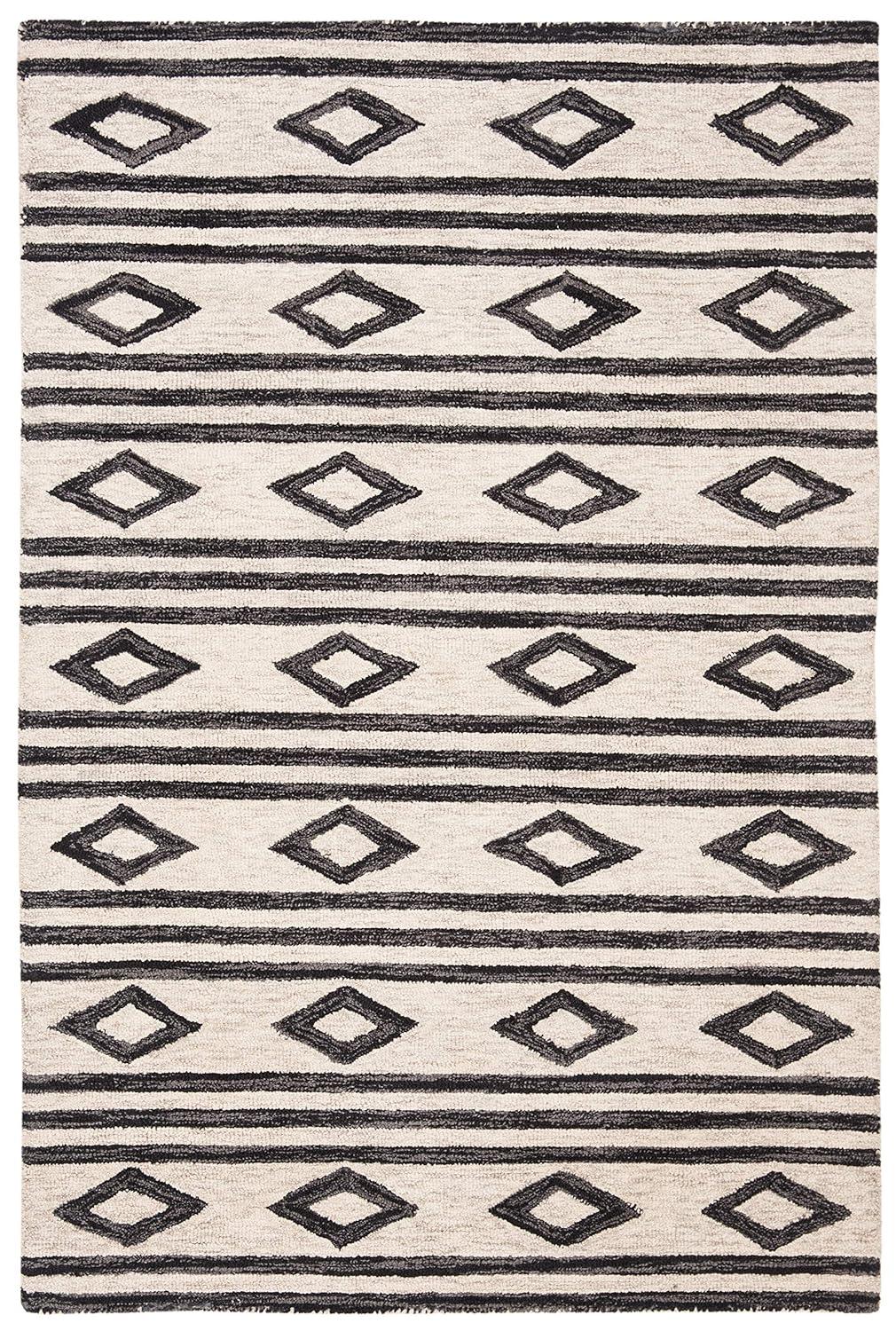 Micro-Loop MLP153 Hand Tufted Indoor Accent Rug - Ivory/Charcoal - 2'6"x4' - Safavieh