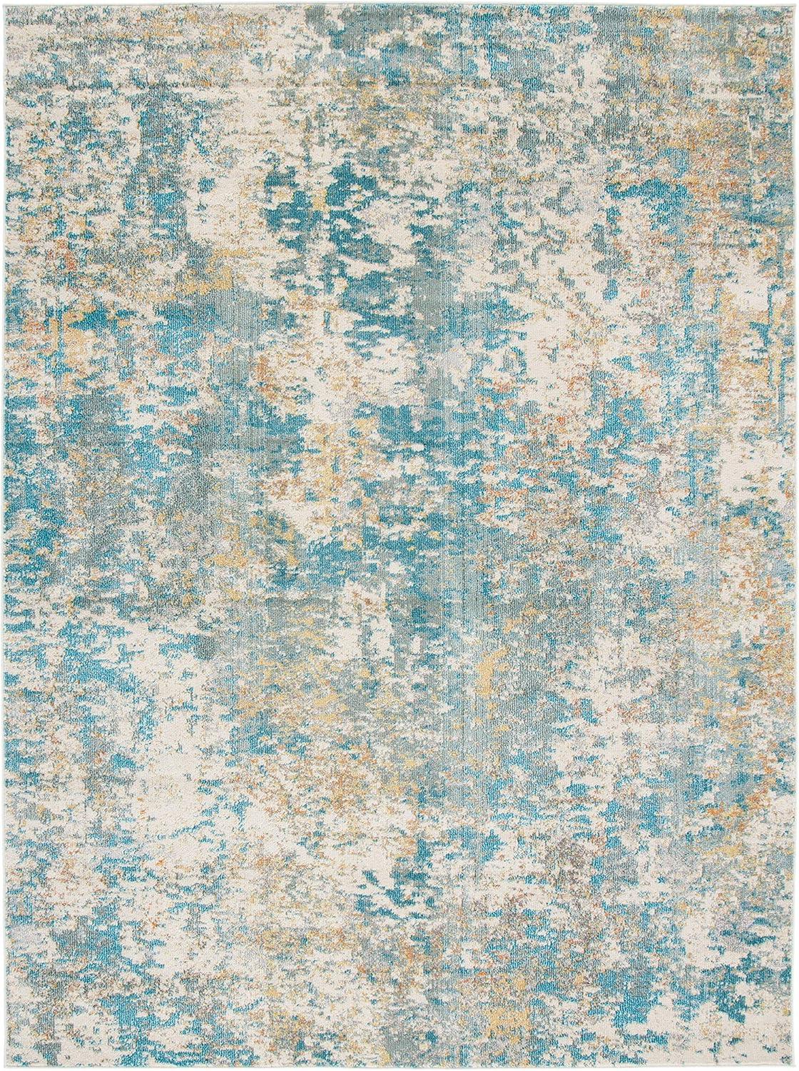 SAFAVIEH Madison Nita Vintage Floral Area Rug, Teal/Gold, 10' x 14'