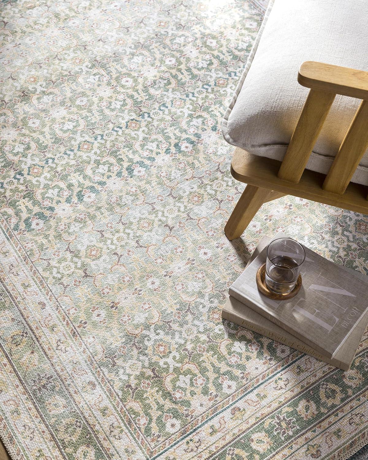 Our PNW Home x Livabliss Our PNW Home x Livabliss Machine Washable Oriental Boho Olive Area Rug
