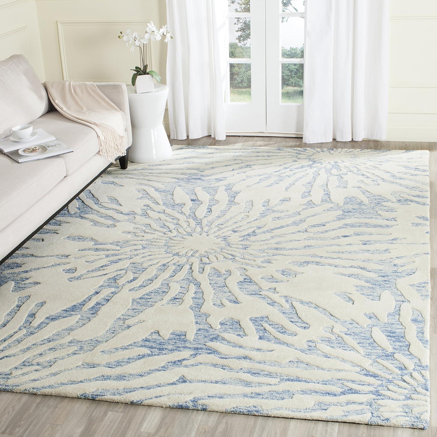 Bella BEL129 Hand Tufted Area Rug - Dark Blue/Ivory - 8'x10' - Safavieh.