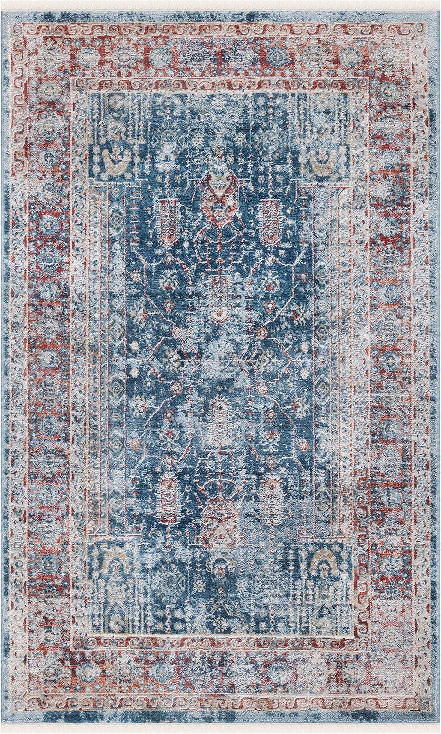 SAFAVIEH Victoria Bethanie Floral Bordered Area Rug, Navy/Red, 2'2" x 4'