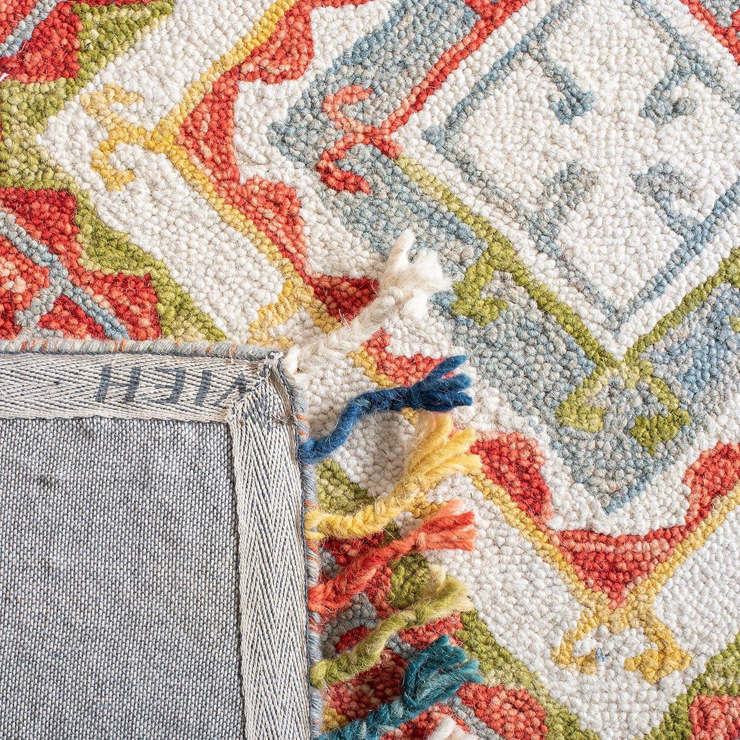 Handmade Gray and Red Wool Blend Tufted Rectangular Rug - 3' x 5'