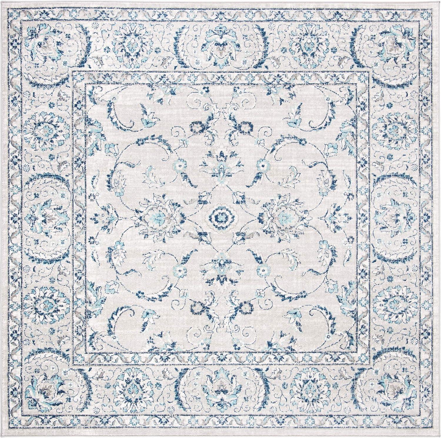 Majestic Heirloom-Inspired 5' x 5' Square Synthetic Gray Rug