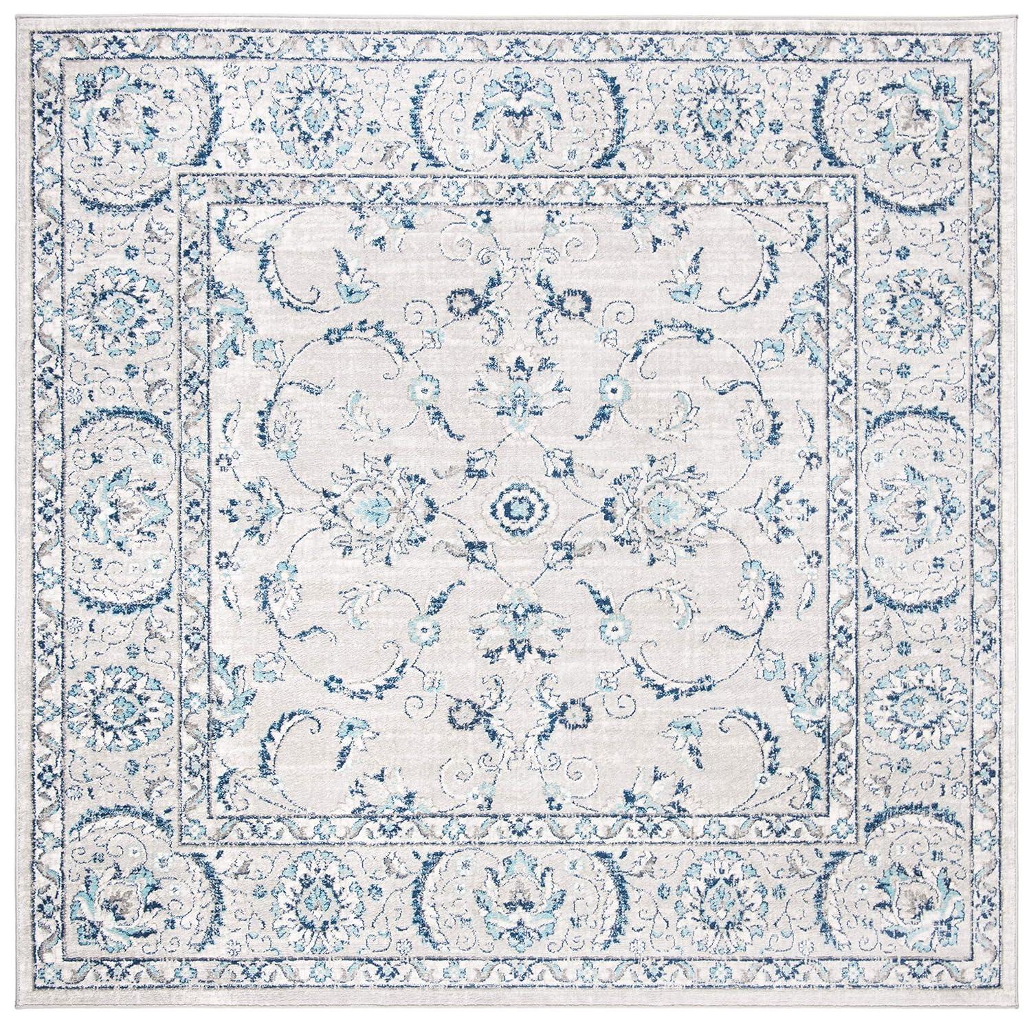 Brentwood BNT854 Power Loomed Indoor Area Rug - Light Grey/Blue - 5'x5' - Safavieh