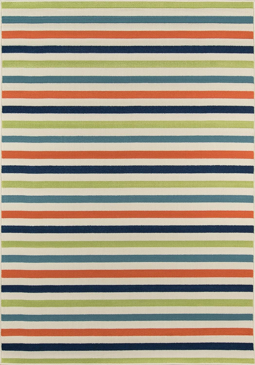 Multicolor Synthetic Stripe Rectangular 4' x 6' Area Rug