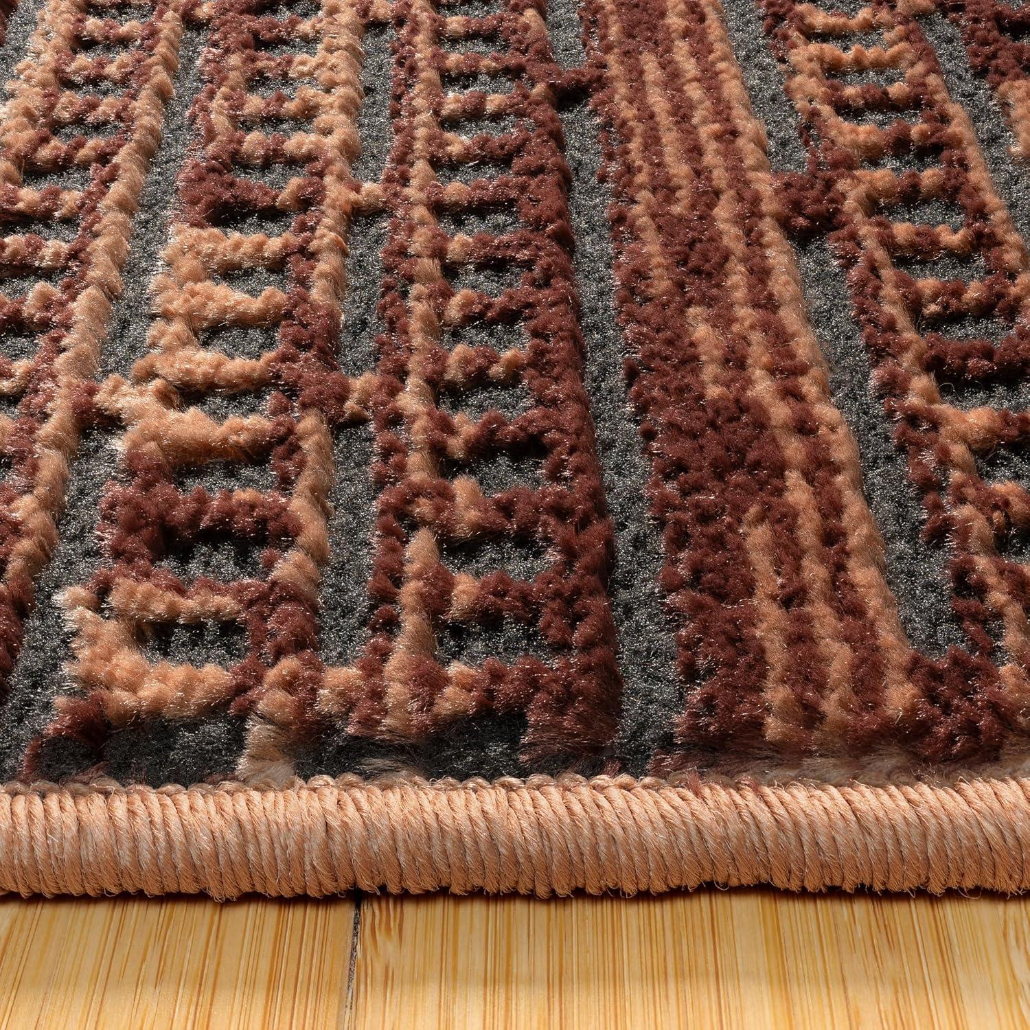 Missha Dario Modern Striped Brown Tan Polyester High-Low Indoor Area Rug
