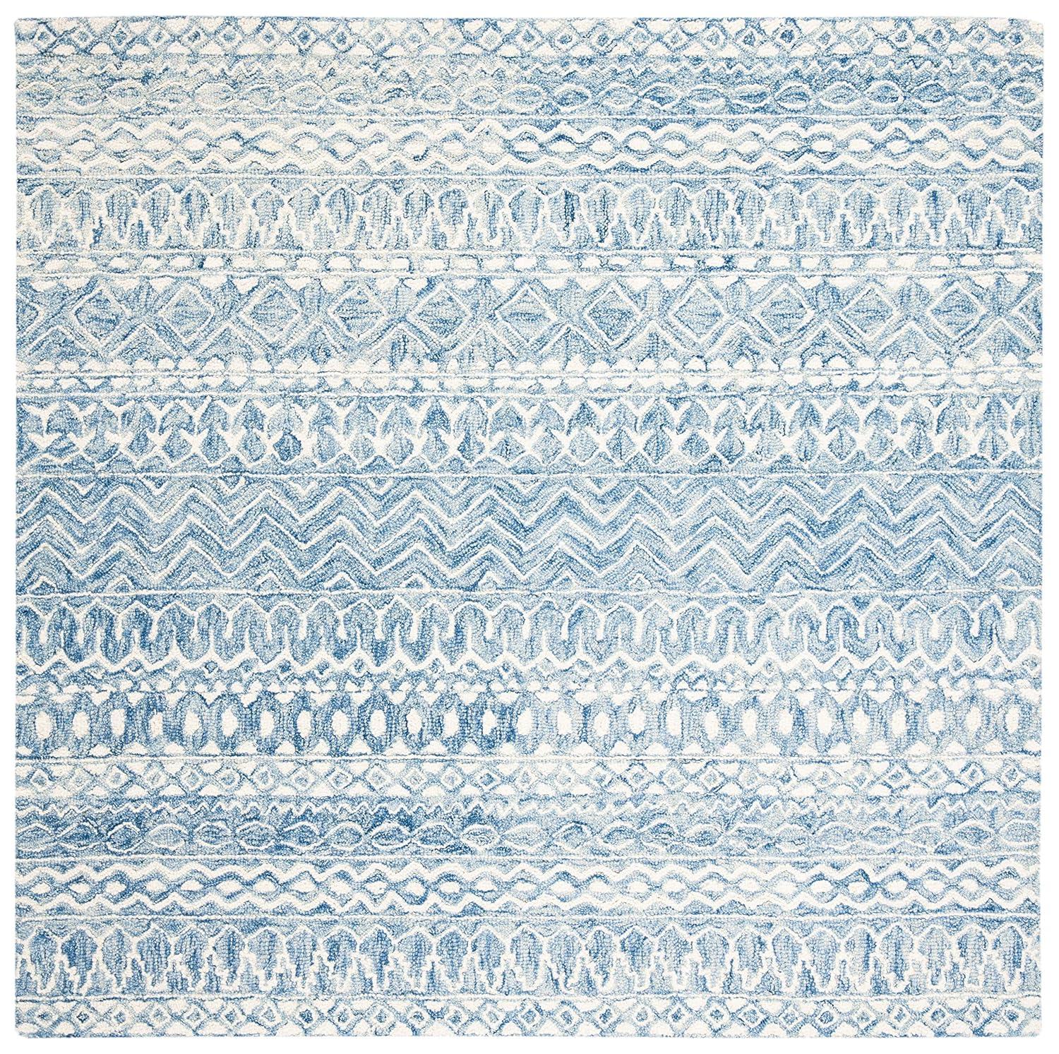 Micro-Loop MLP502 Hand Tufted Indoor Area Rug - Blue/Ivory - 5'x5' - Safavieh