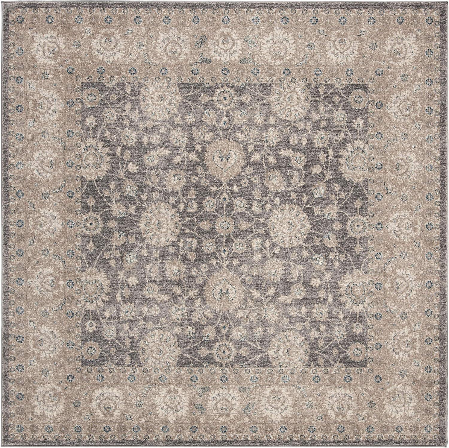 Sofia SOF330 Power Loomed Area Rug - Light Grey/Beige - 6'7"x6'7" - Safavieh.