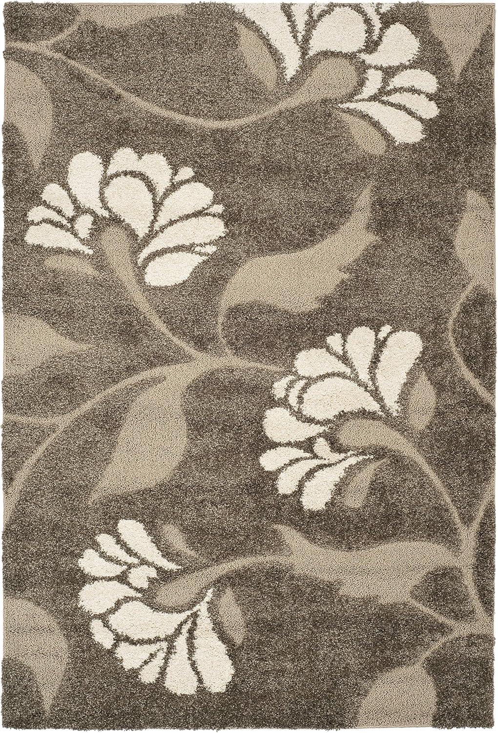 Florida Shag SG459 Power Loomed Indoor Area Rug - Smoke/Beige - 5'3"x7'6" - Safavieh
