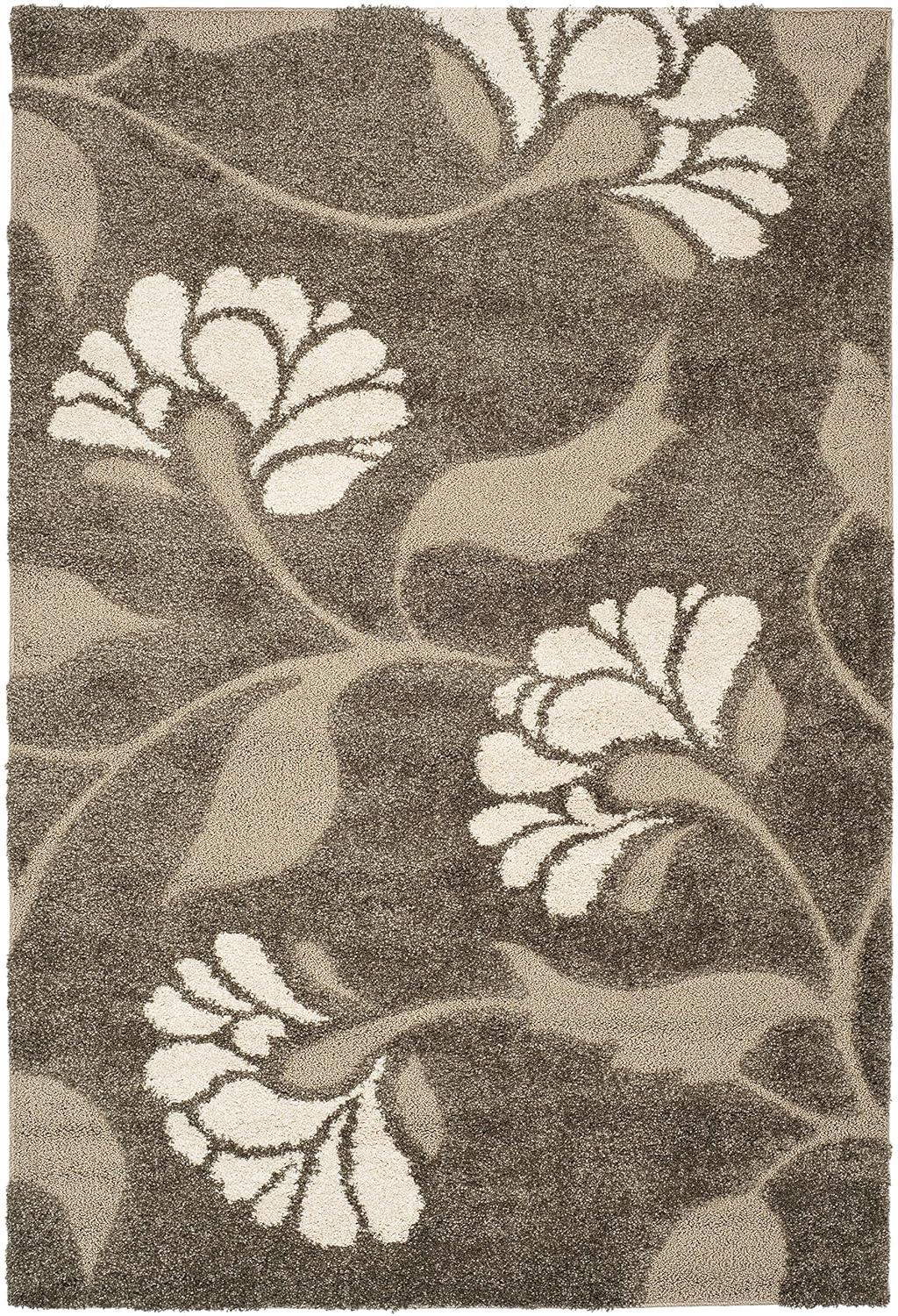 Florida Shag SG459 Power Loomed Indoor Area Rug - Smoke/Beige - 5'3"x7'6" - Safavieh