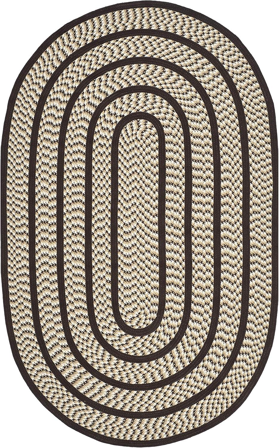 SAFAVIEH Braided Tanisha Bordered Reversible Area Rug, Ivory/Dark Brown, 8' x 10' Oval