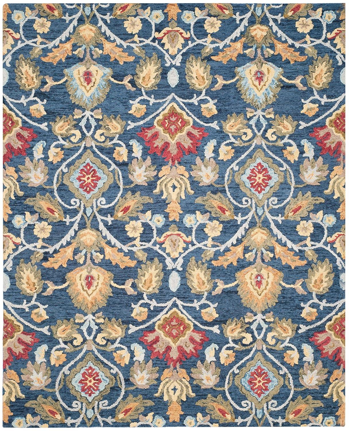 Blossom BLM402 Hand Tufted Area Rug - Navy/Multi - 6'x9' - Safavieh.