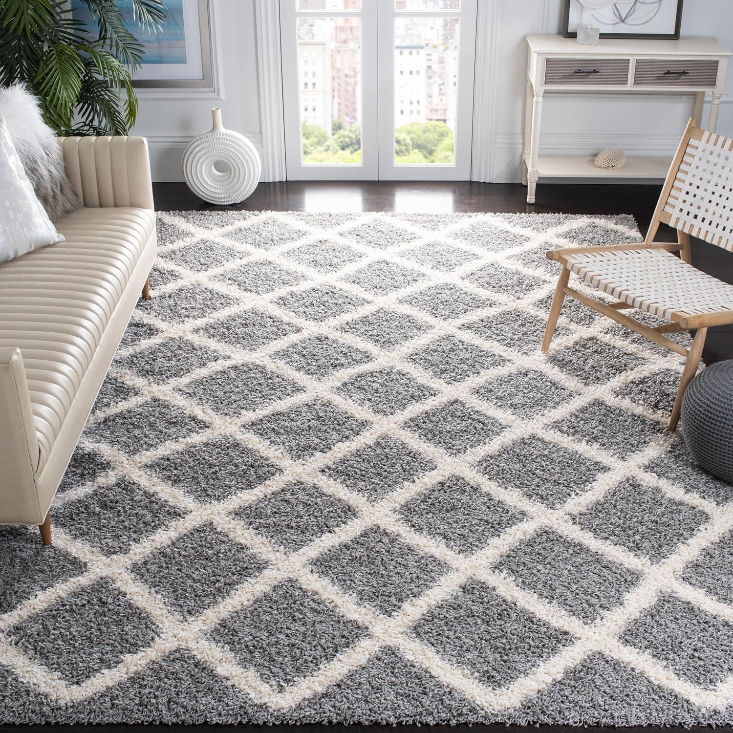 Dallas Shag SGD258 Power Loomed Indoor Area Rug - Grey/Ivory - 11'x15' - Safavieh.