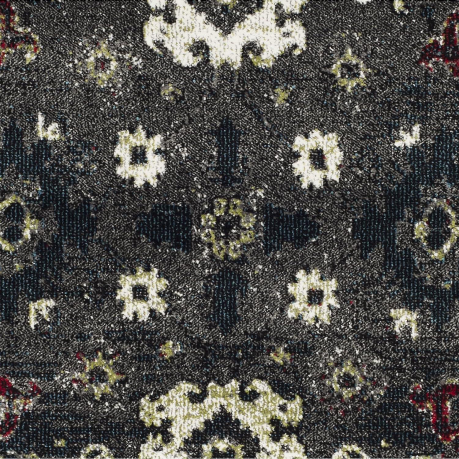 Vintage Hamadan VTH214 Power Loomed Indoor Area Rug - Dark Grey/Ivory - 6'7"x6'7" - Safavieh.