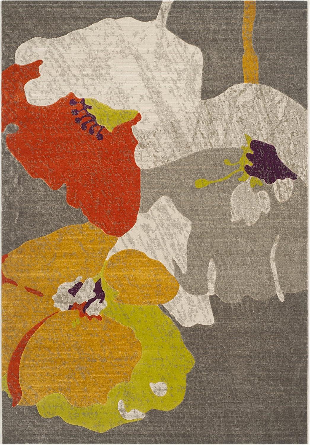 SAFAVIEH Porcello Emmett Floral Area Rug, Dark Grey/Ivory, 4'1" x 6'