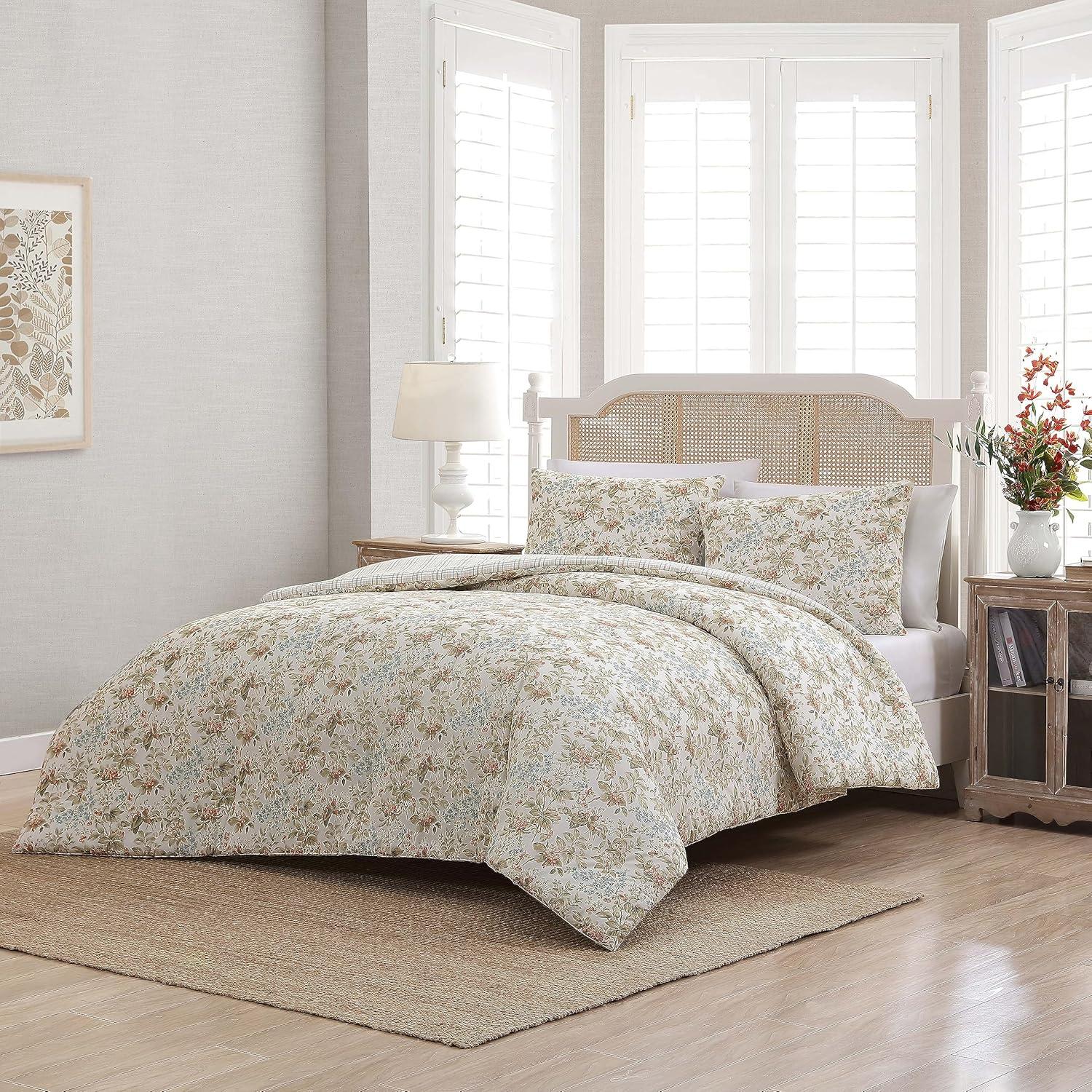 Bramble 100% Cotton Comforter Set Floral Beige - Laura Ashley