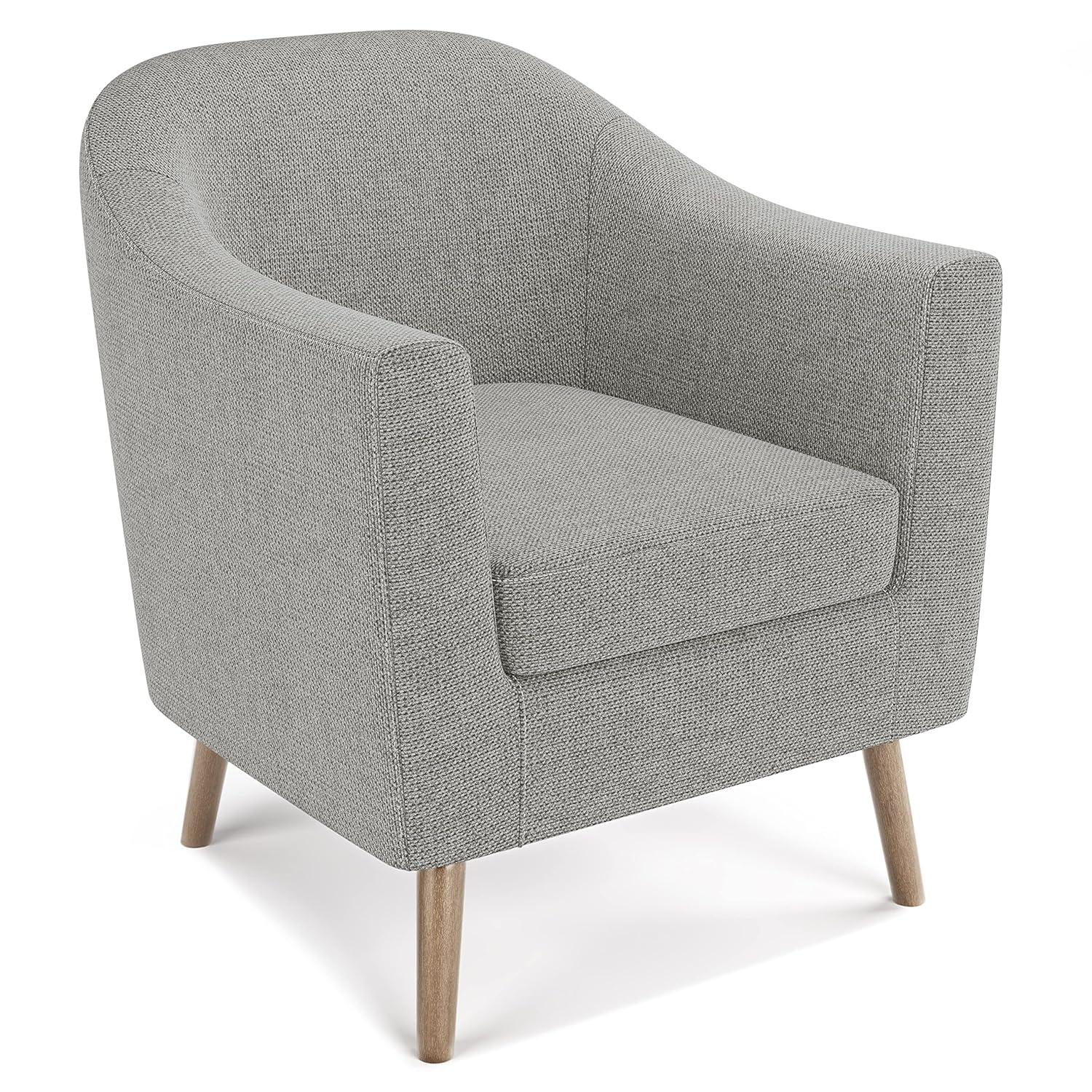 Simpli Home Thorne 30"W Upholstered Contemporary Accent Chair with Curved Back and Removable Foam Cushion
