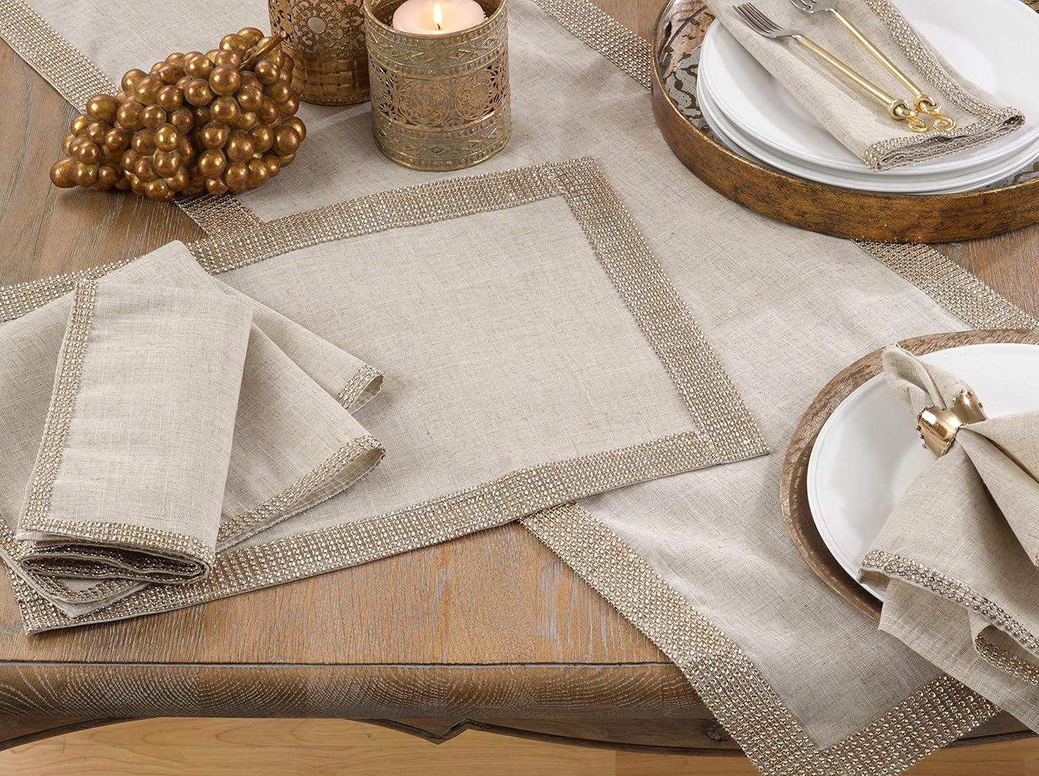 Saro Lifestyle Beautiful Table Napkins With Stylish Studded Borders (Set of 4)