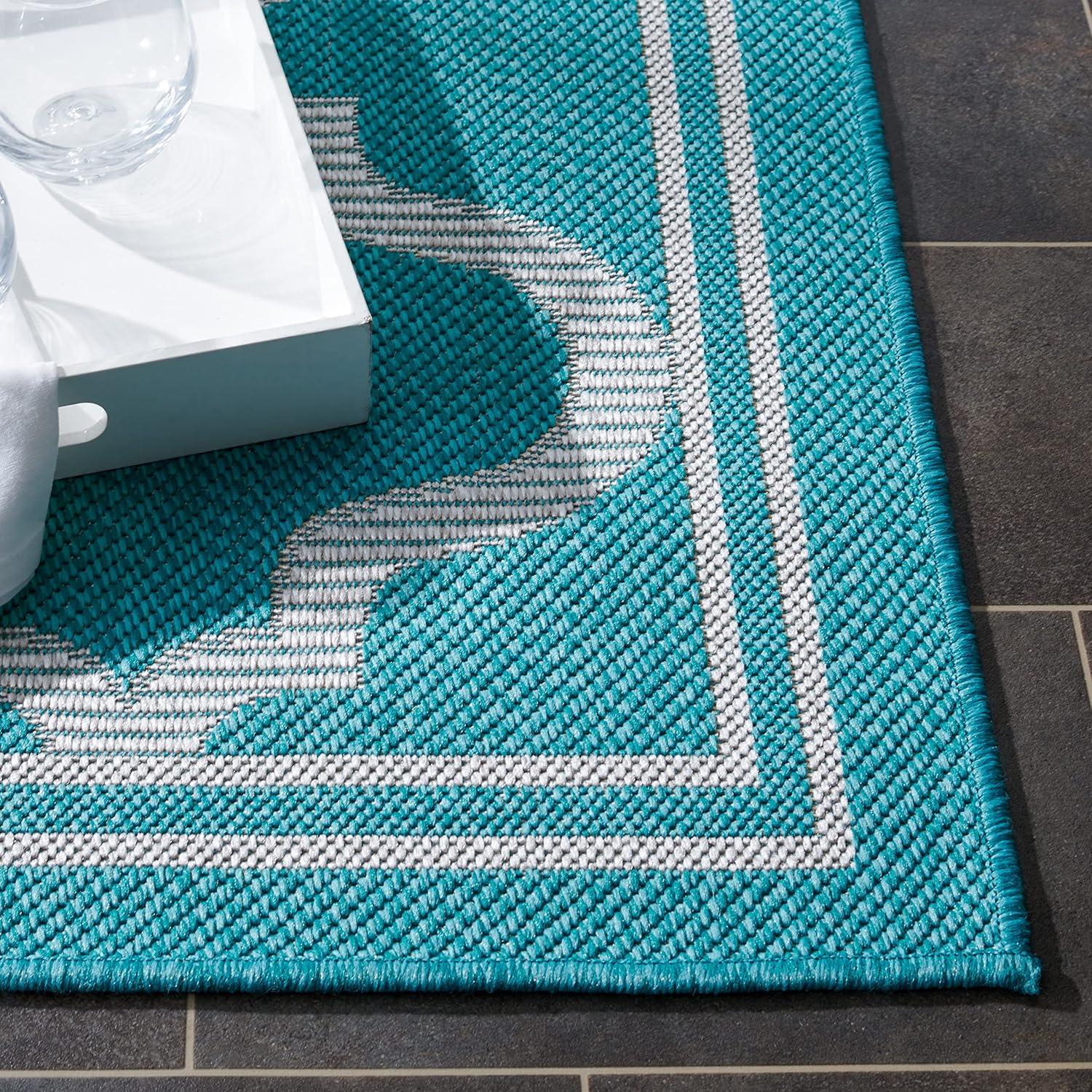 Bermuda BMU810 Machine Washable UV & Stain Resistant Non-Shedding Power Loomed Indoor/Outdoor Area Rug - Light Blue/Ivory - 5'3"x7'6" - Safavieh