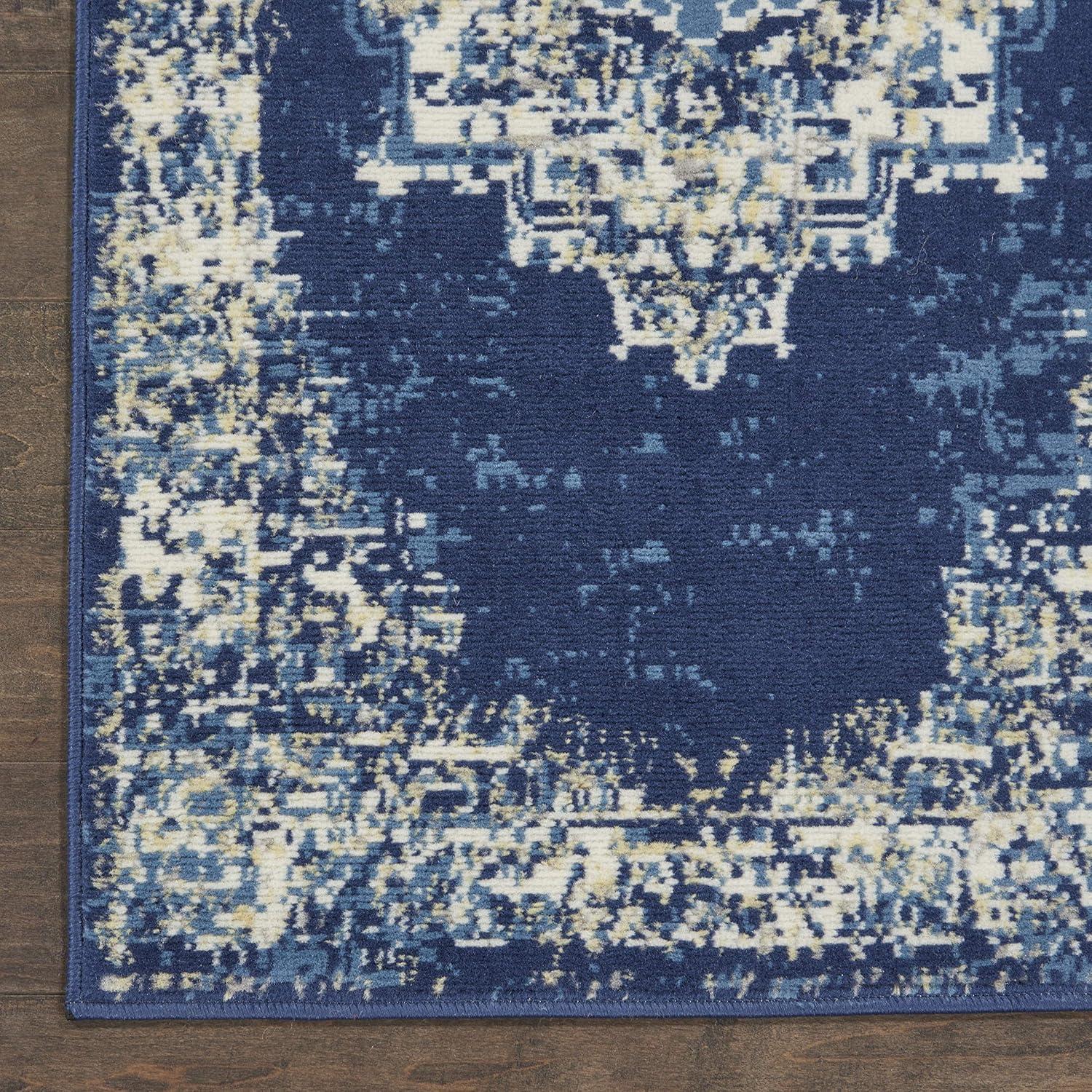 Nourison Grafix GRF14 Indoor only Area Rug - Navy Blue 2' x 4'